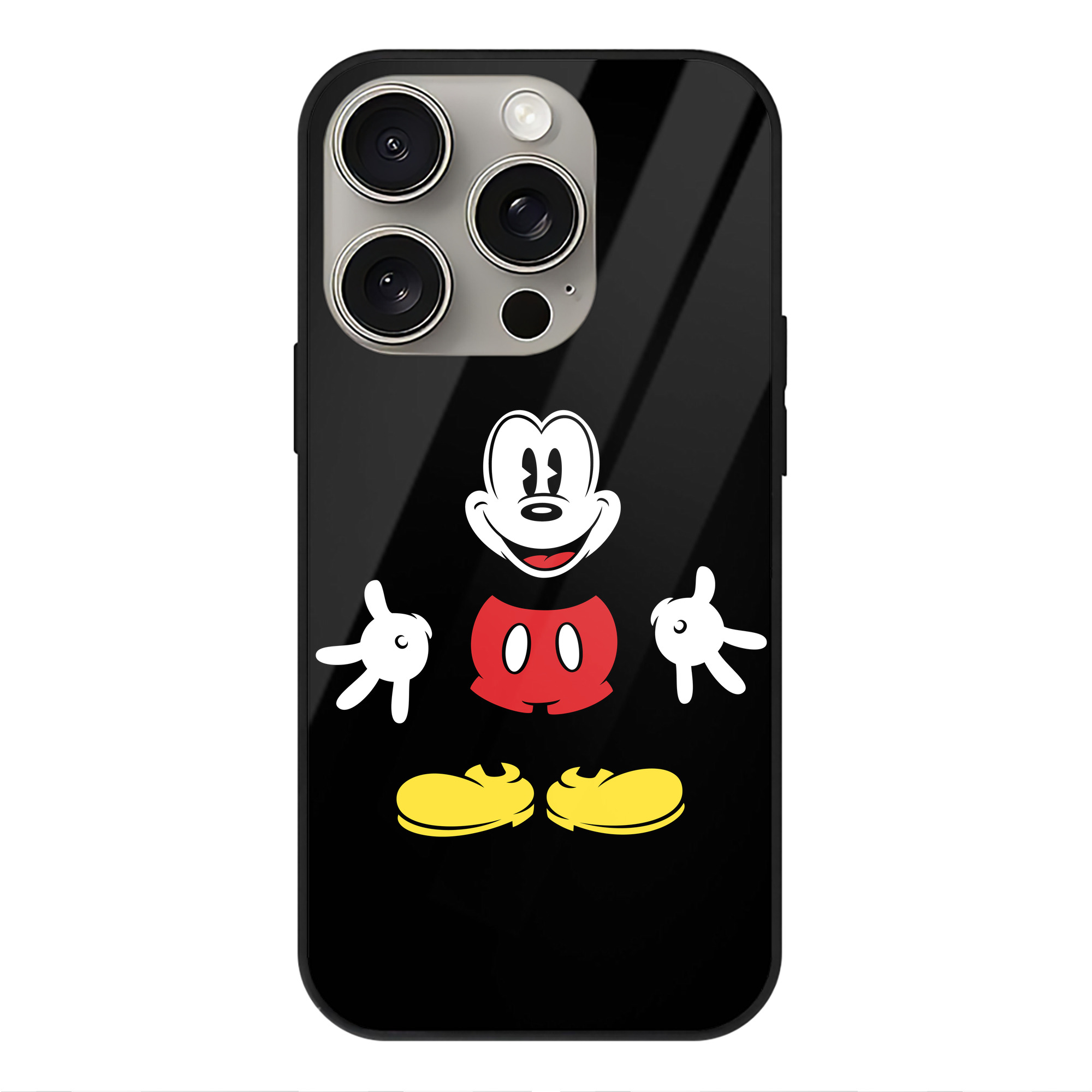 （画像用） ミッキーマウス Mickey Mouse 【iPhone15Pro対応】スマホケース 耐衝撃＆黄変防止 背面ガラス
