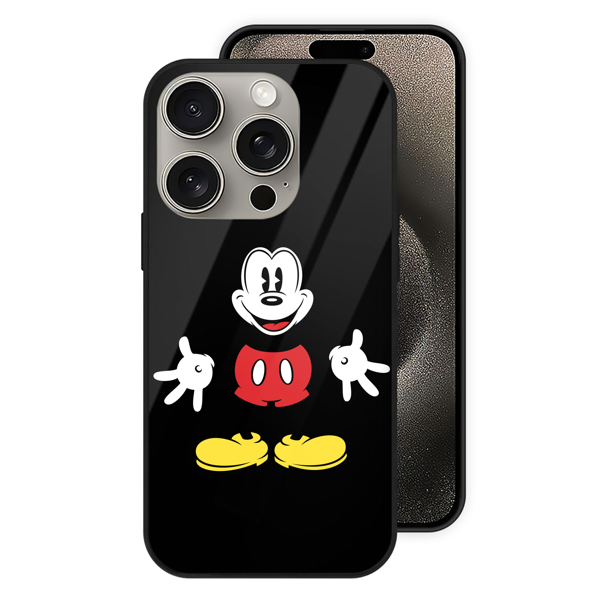 （画像用） ミッキーマウス Mickey Mouse 【iPhone15Pro対応】スマホケース 耐衝撃＆黄変防止 背面ガラス