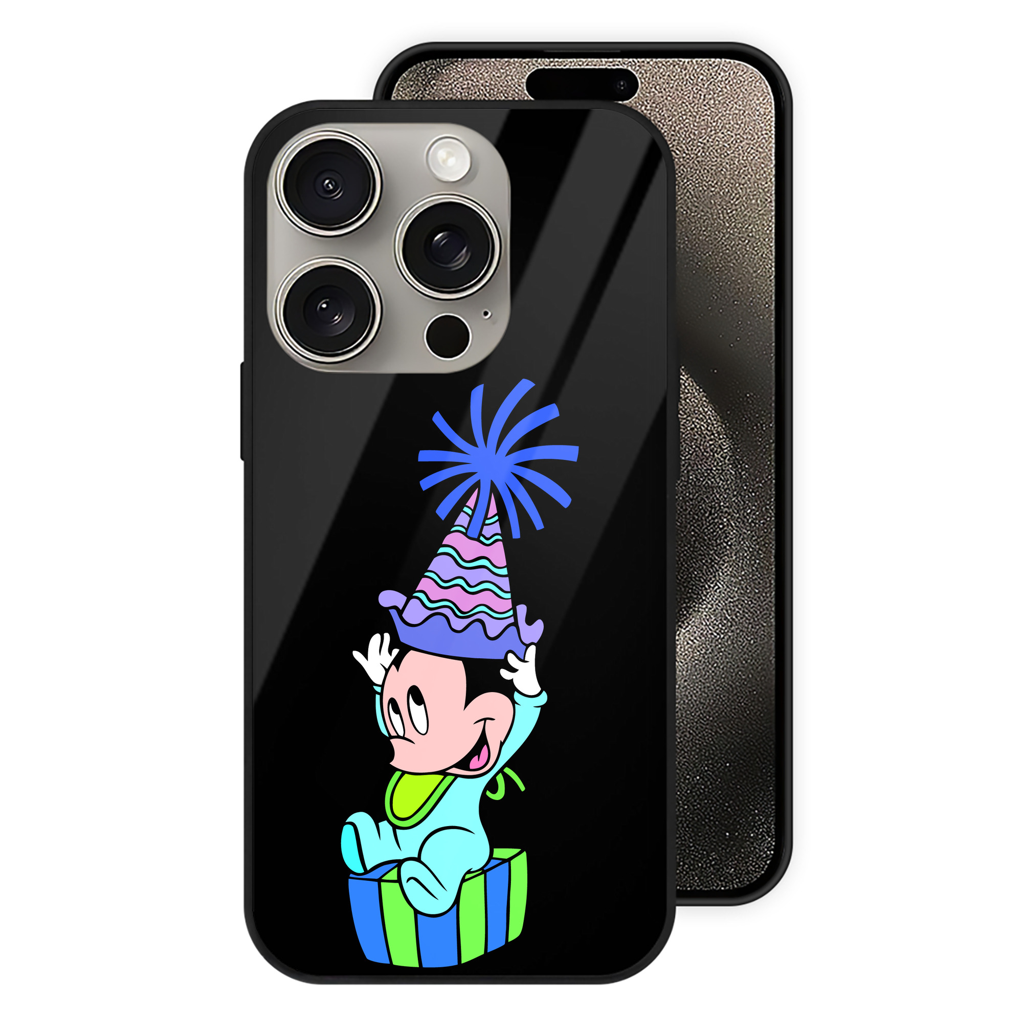 （画像用） ミッキーマウス Mickey Mouse 【iPhone15Pro対応】スマホケース 耐衝撃＆黄変防止 背面ガラス