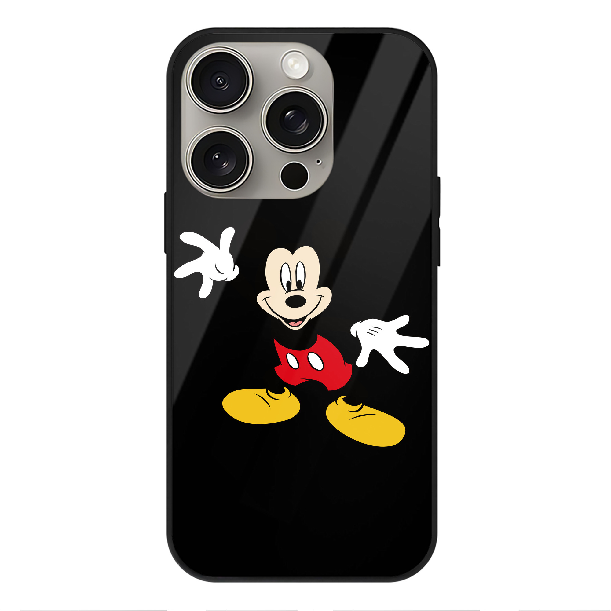 （画像用） ミッキーマウス Mickey Mouse 【iPhone15Pro対応】スマホケース 耐衝撃＆黄変防止 背面ガラス