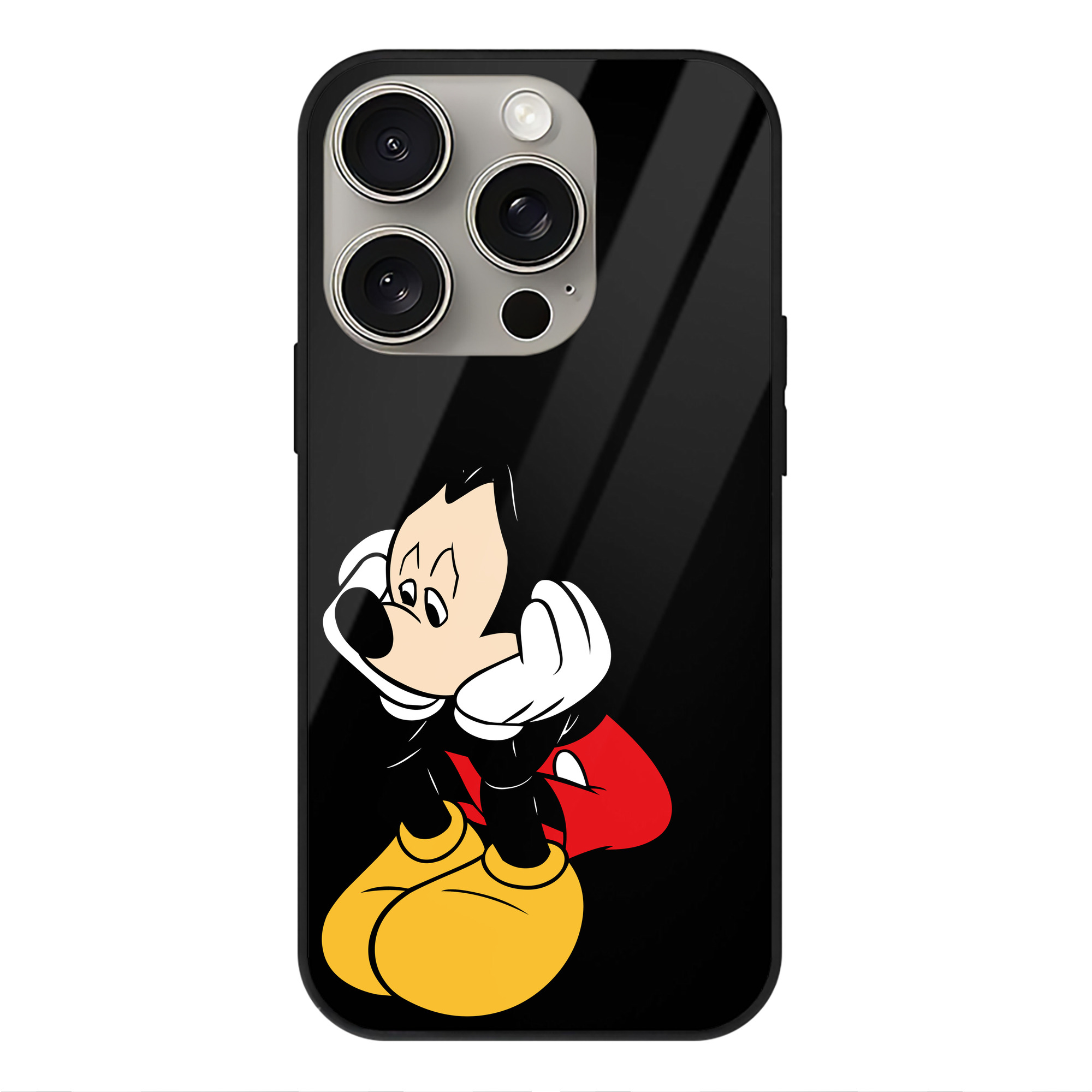 （画像用） ミッキーマウス Mickey Mouse 【iPhone15Pro対応】スマホケース 耐衝撃＆黄変防止 背面ガラス