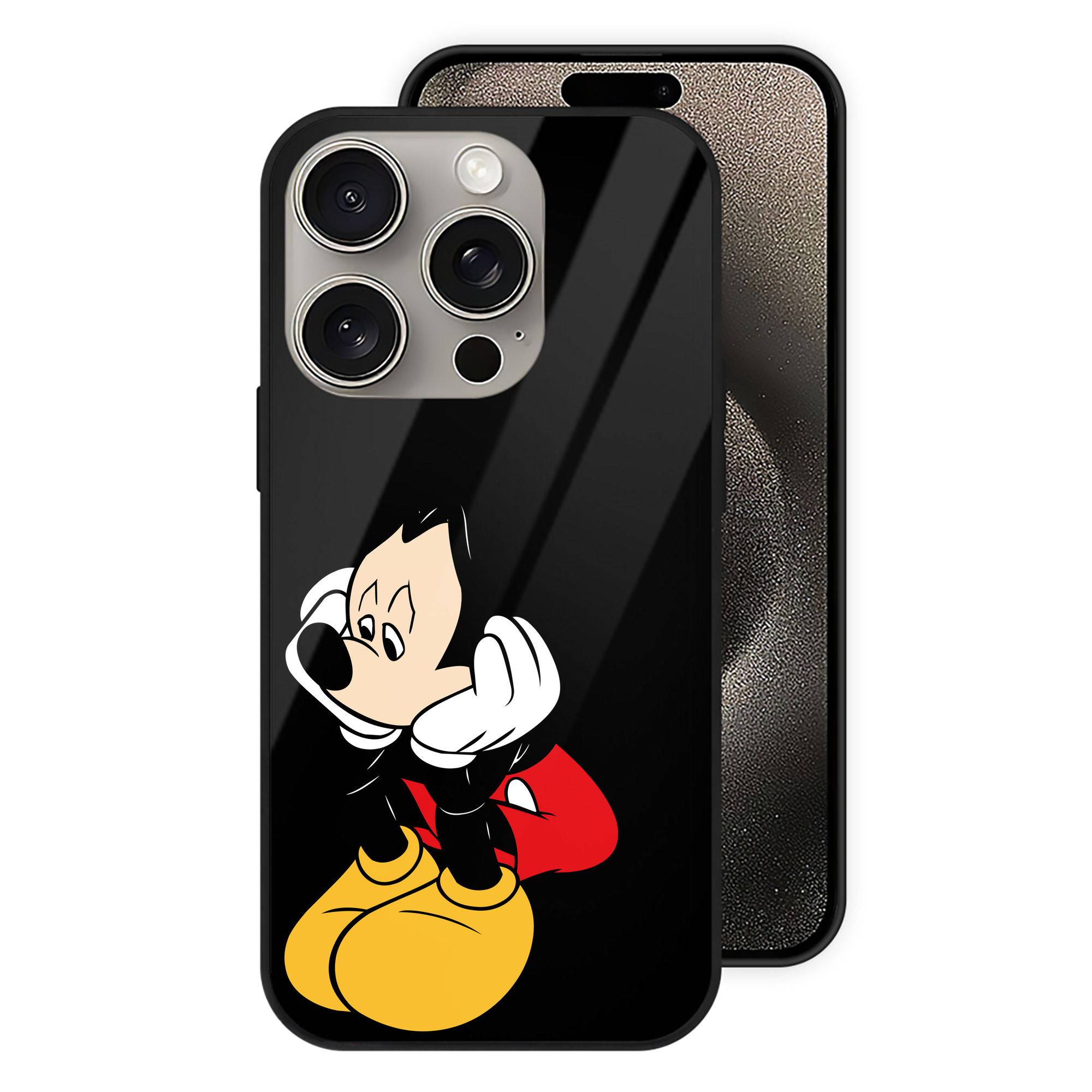（画像用） ミッキーマウス Mickey Mouse 【iPhone15Pro対応】スマホケース 耐衝撃＆黄変防止 背面ガラス