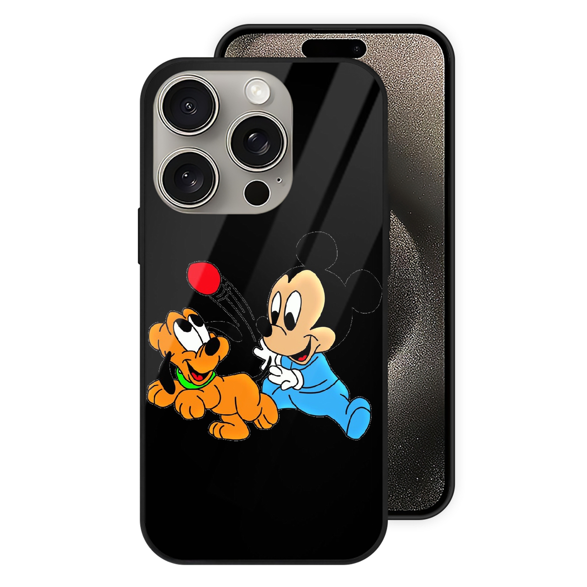 （画像用） ミッキーマウス Mickey Mouse 【iPhone15Pro対応】スマホケース 耐衝撃＆黄変防止 背面ガラス
