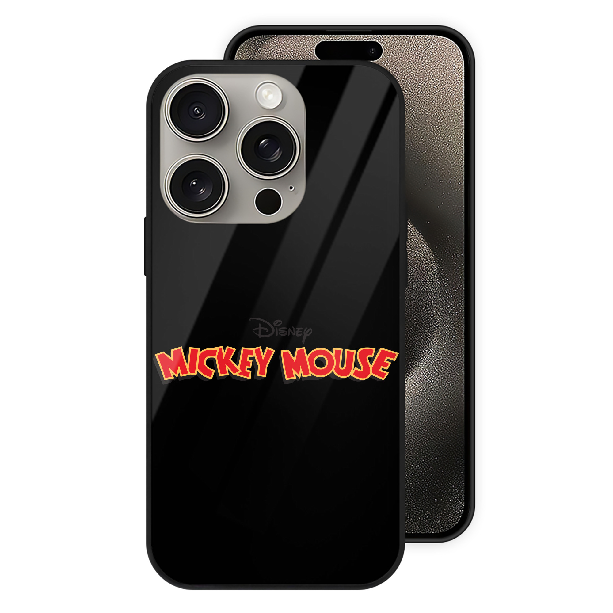 （画像用） ミッキーマウス Mickey Mouse 【iPhone15Pro対応】スマホケース 耐衝撃＆黄変防止 背面ガラス