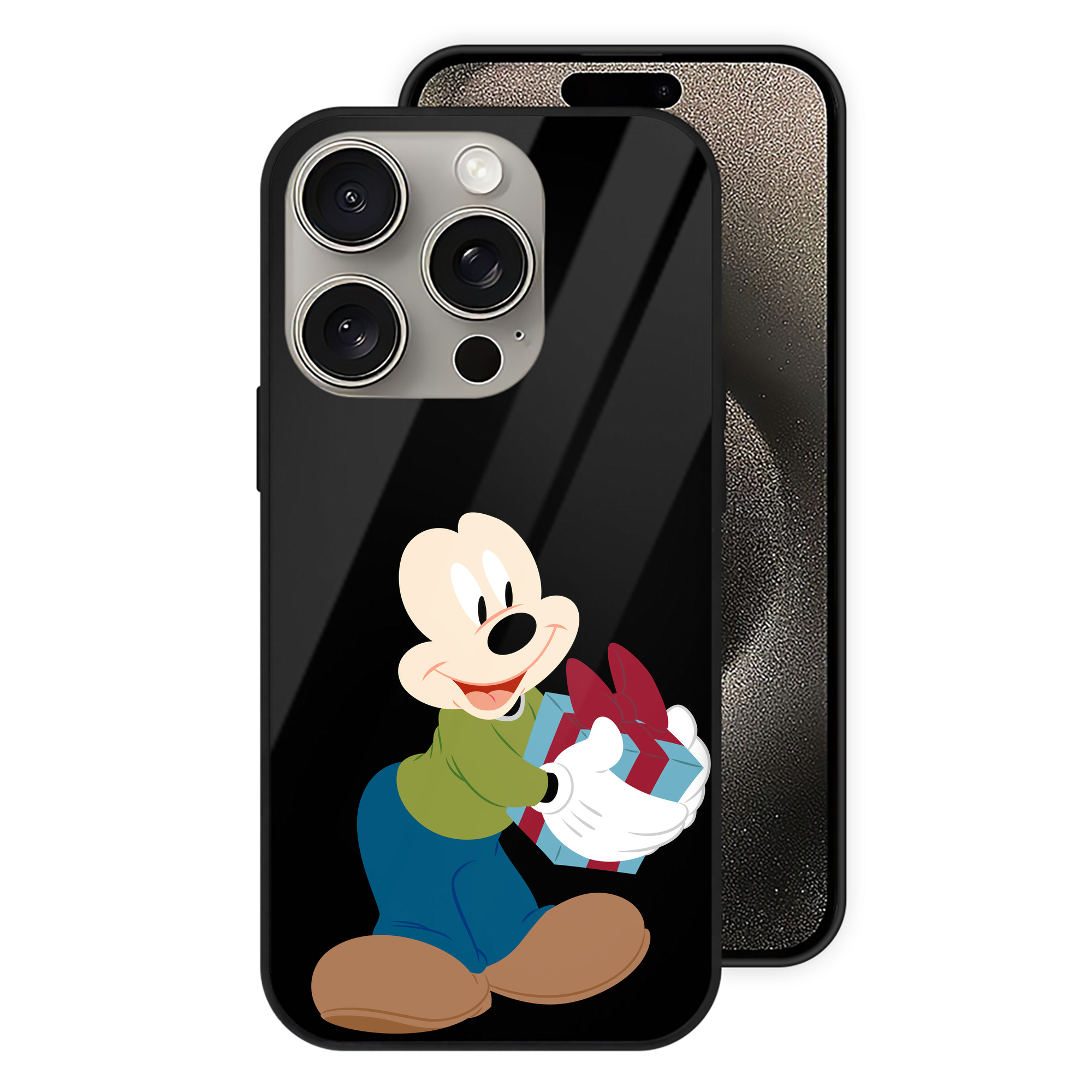 （画像用） ミッキーマウス Mickey Mouse 【iPhone15Pro対応】スマホケース 耐衝撃＆黄変防止 背面ガラス