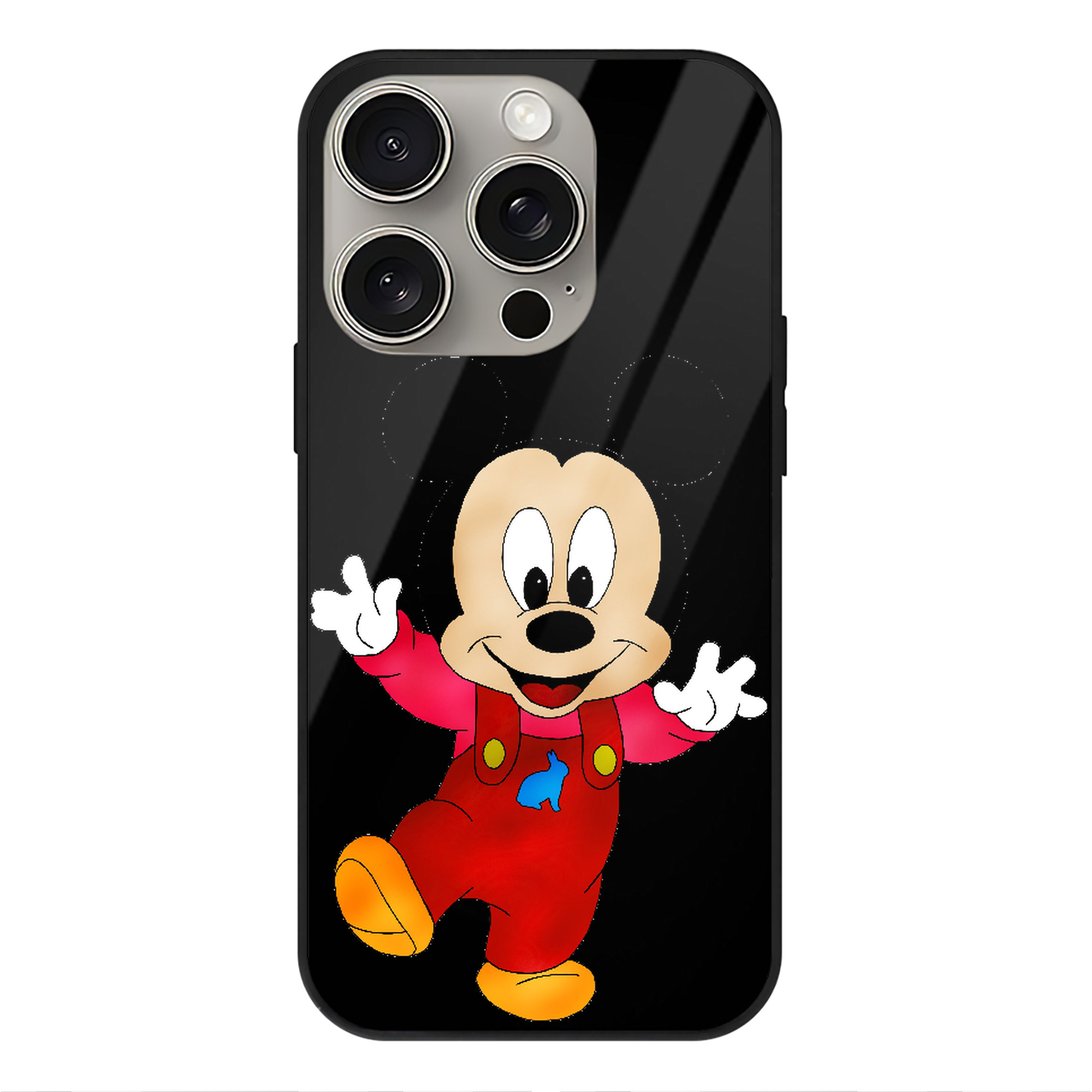 （画像用） ミッキーマウス Mickey Mouse 【iPhone15Pro対応】スマホケース 耐衝撃＆黄変防止 背面ガラス