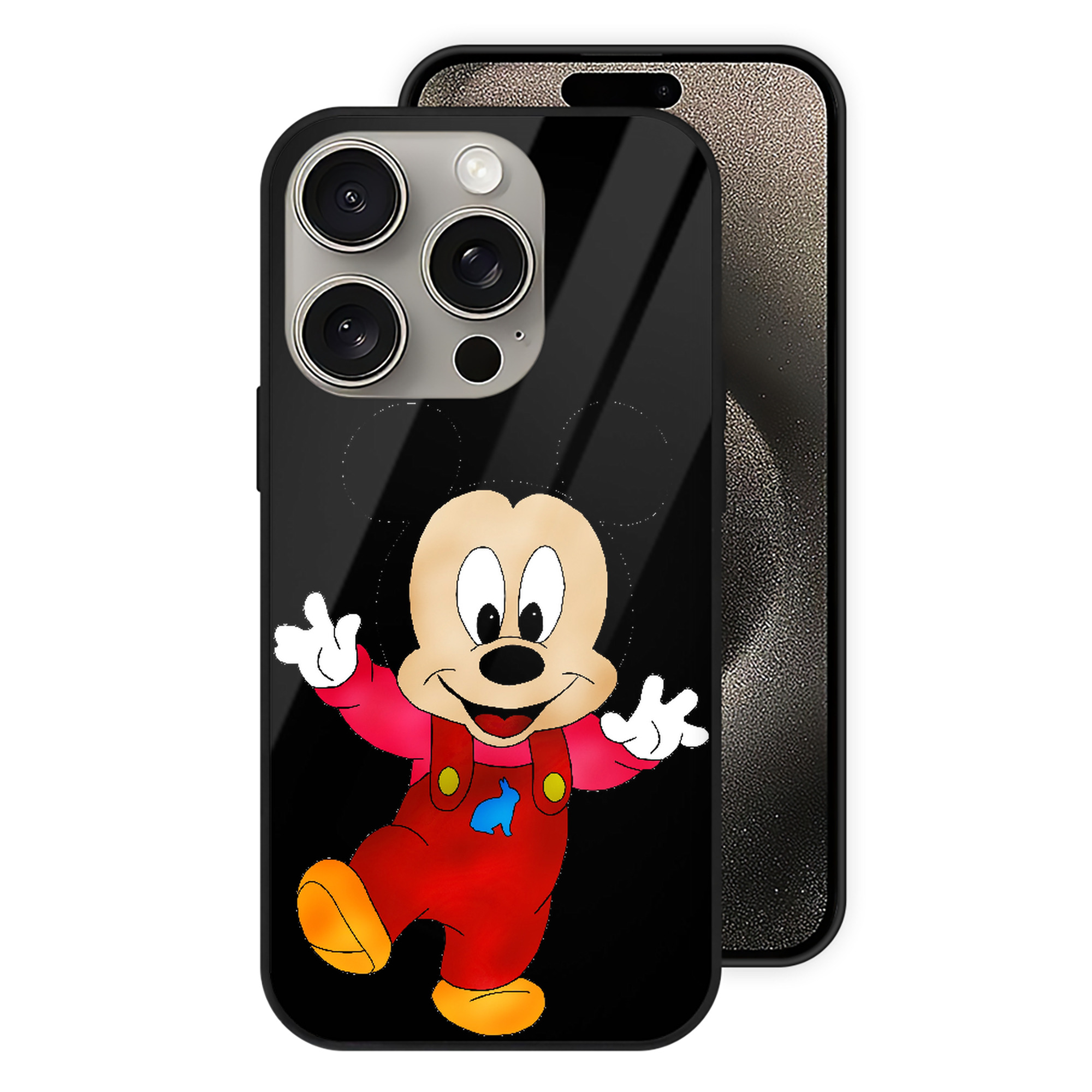 （画像用） ミッキーマウス Mickey Mouse 【iPhone15Pro対応】スマホケース 耐衝撃＆黄変防止 背面ガラス