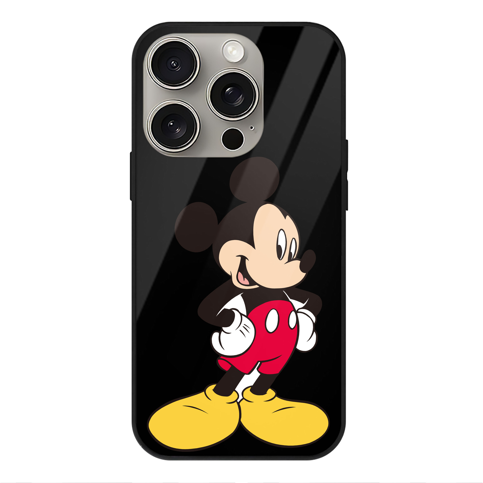 （画像用） ミッキーマウス Mickey Mouse 【iPhone15Pro対応】スマホケース 耐衝撃＆黄変防止 背面ガラス