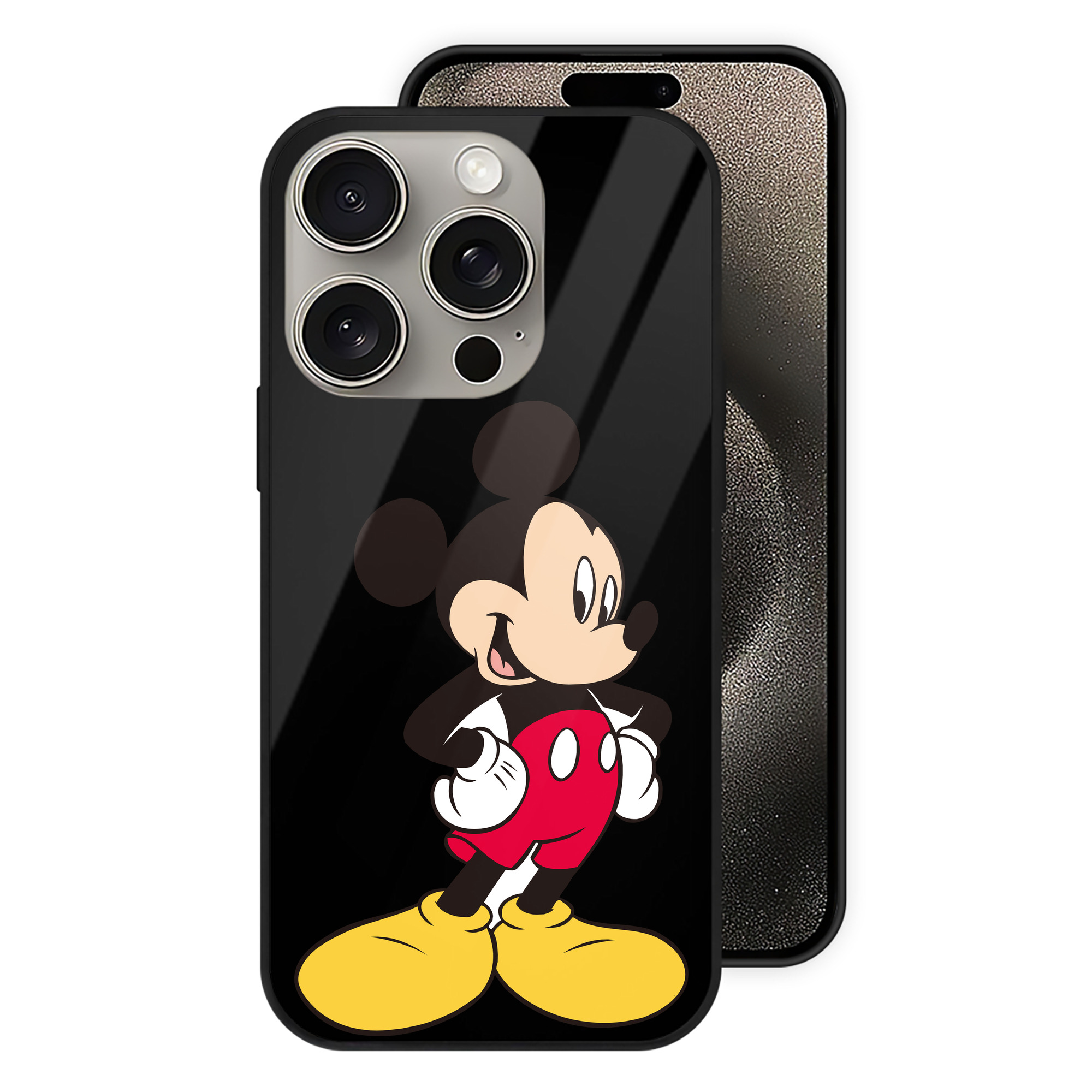 （画像用） ミッキーマウス Mickey Mouse 【iPhone15Pro対応】スマホケース 耐衝撃＆黄変防止 背面ガラス