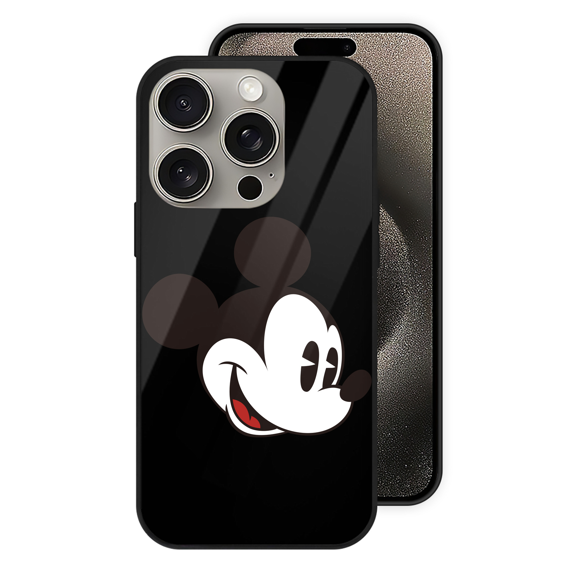 （画像用） ミッキーマウス Mickey Mouse 【iPhone15Pro対応】スマホケース 耐衝撃＆黄変防止 背面ガラス