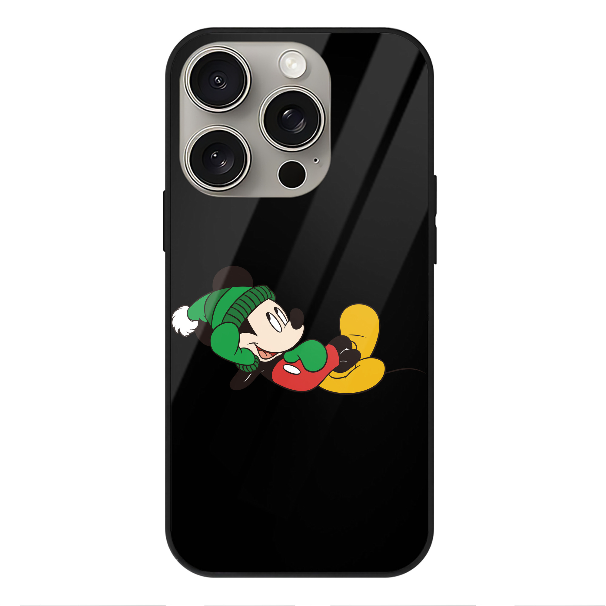 （画像用） ミッキーマウス Mickey Mouse 【iPhone15Pro対応】スマホケース 耐衝撃＆黄変防止 背面ガラス