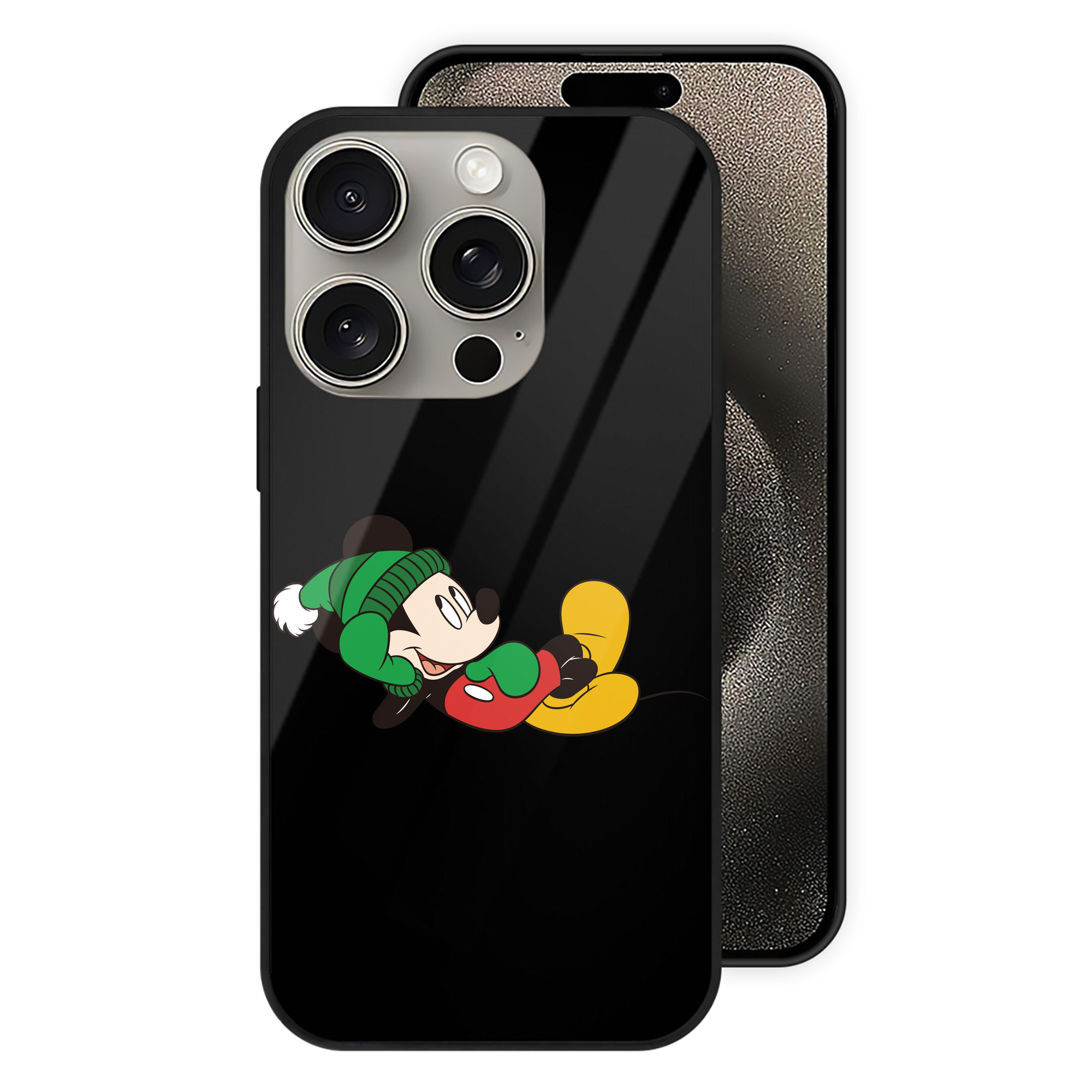 （画像用） ミッキーマウス Mickey Mouse 【iPhone15Pro対応】スマホケース 耐衝撃＆黄変防止 背面ガラス