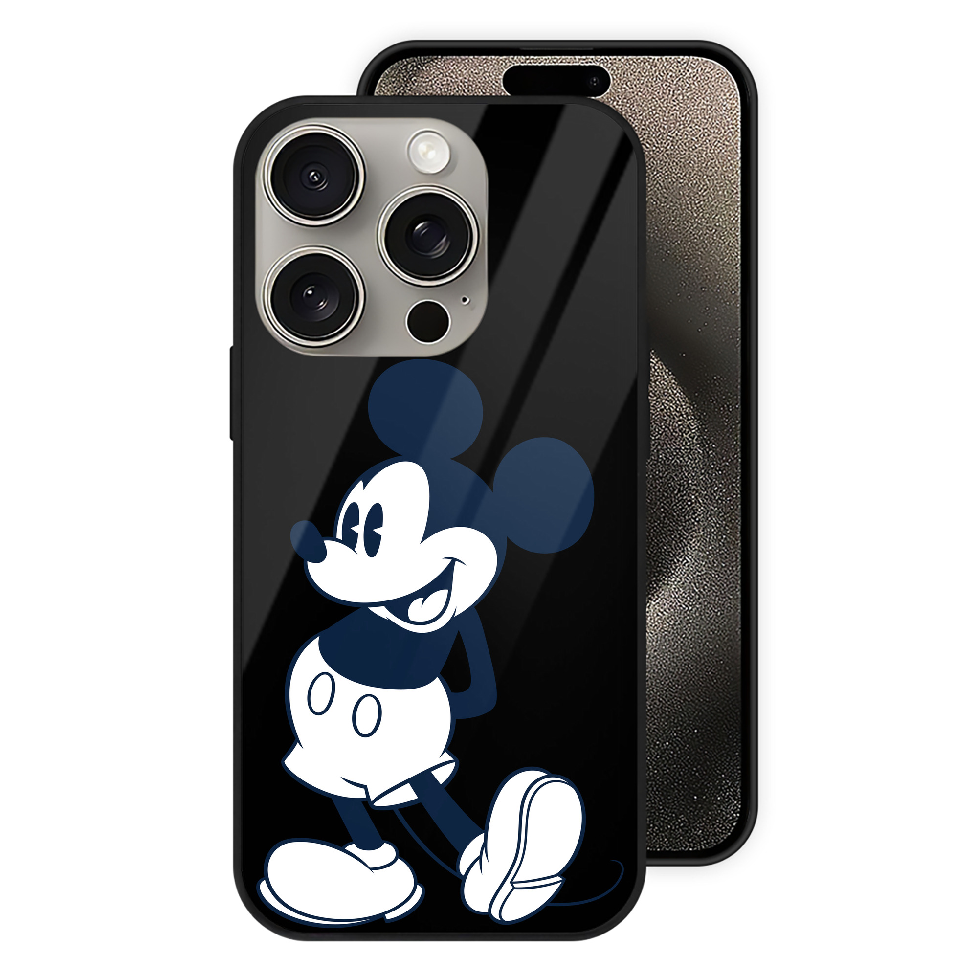 （画像用） ミッキーマウス Mickey Mouse 【iPhone15Pro対応】スマホケース 耐衝撃＆黄変防止 背面ガラス