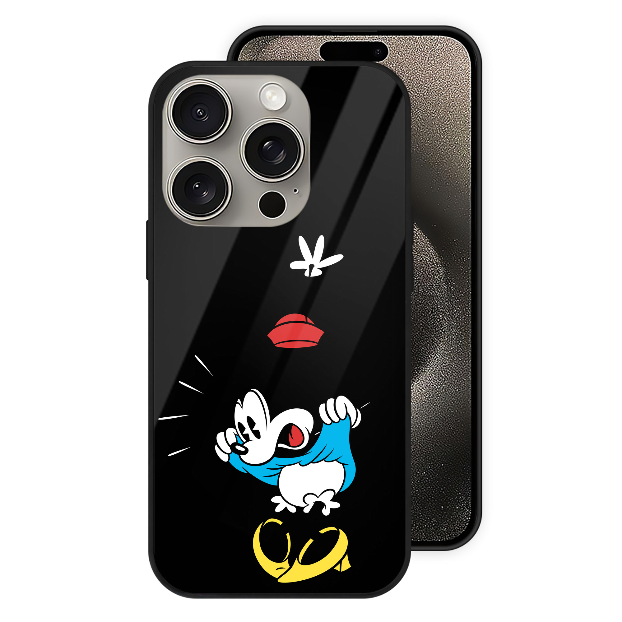 （画像用） ミッキーマウス Mickey Mouse 【iPhone15Pro対応】スマホケース 耐衝撃＆黄変防止 背面ガラス