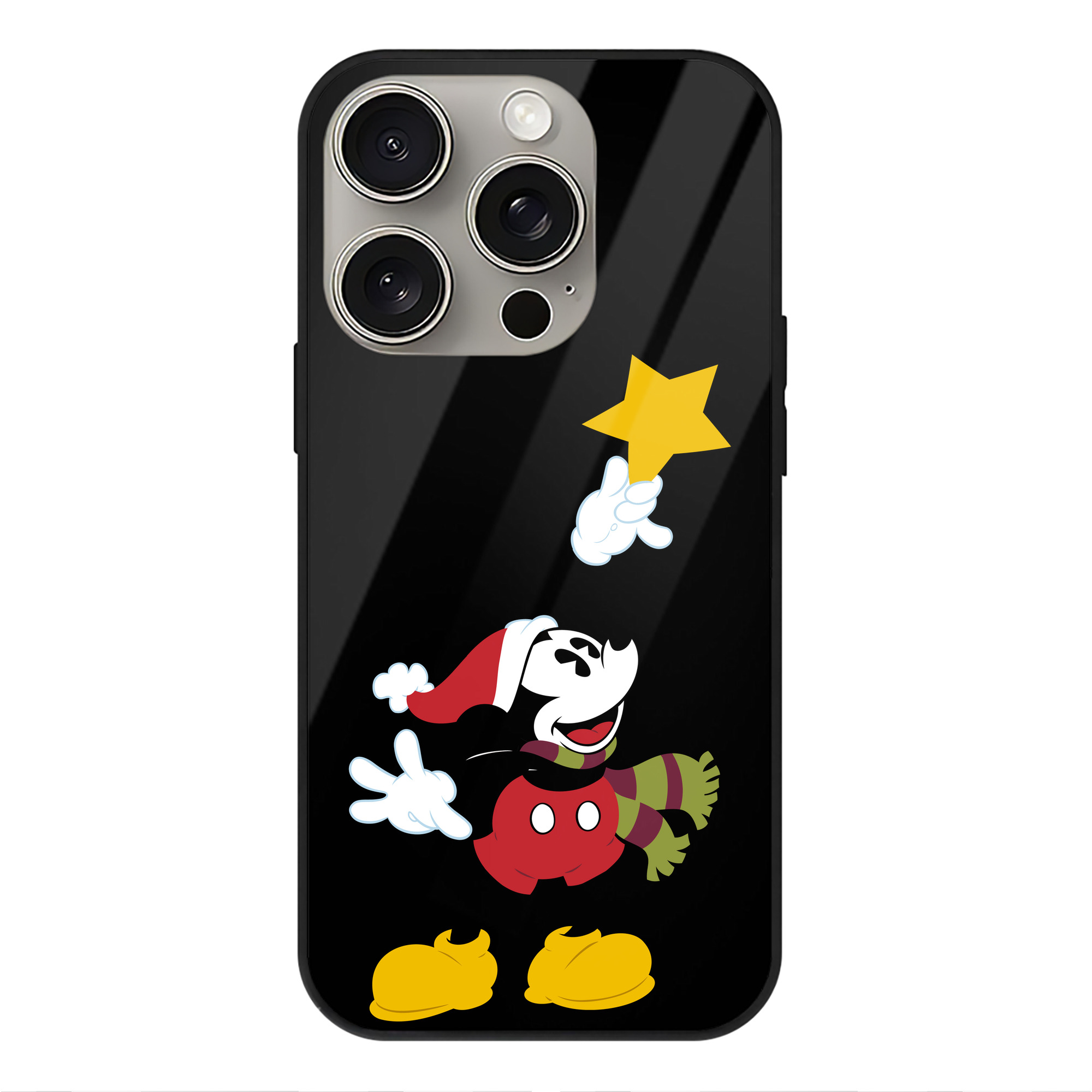 （画像用） ミッキーマウス Mickey Mouse 【iPhone15Pro対応】スマホケース 耐衝撃＆黄変防止 背面ガラス