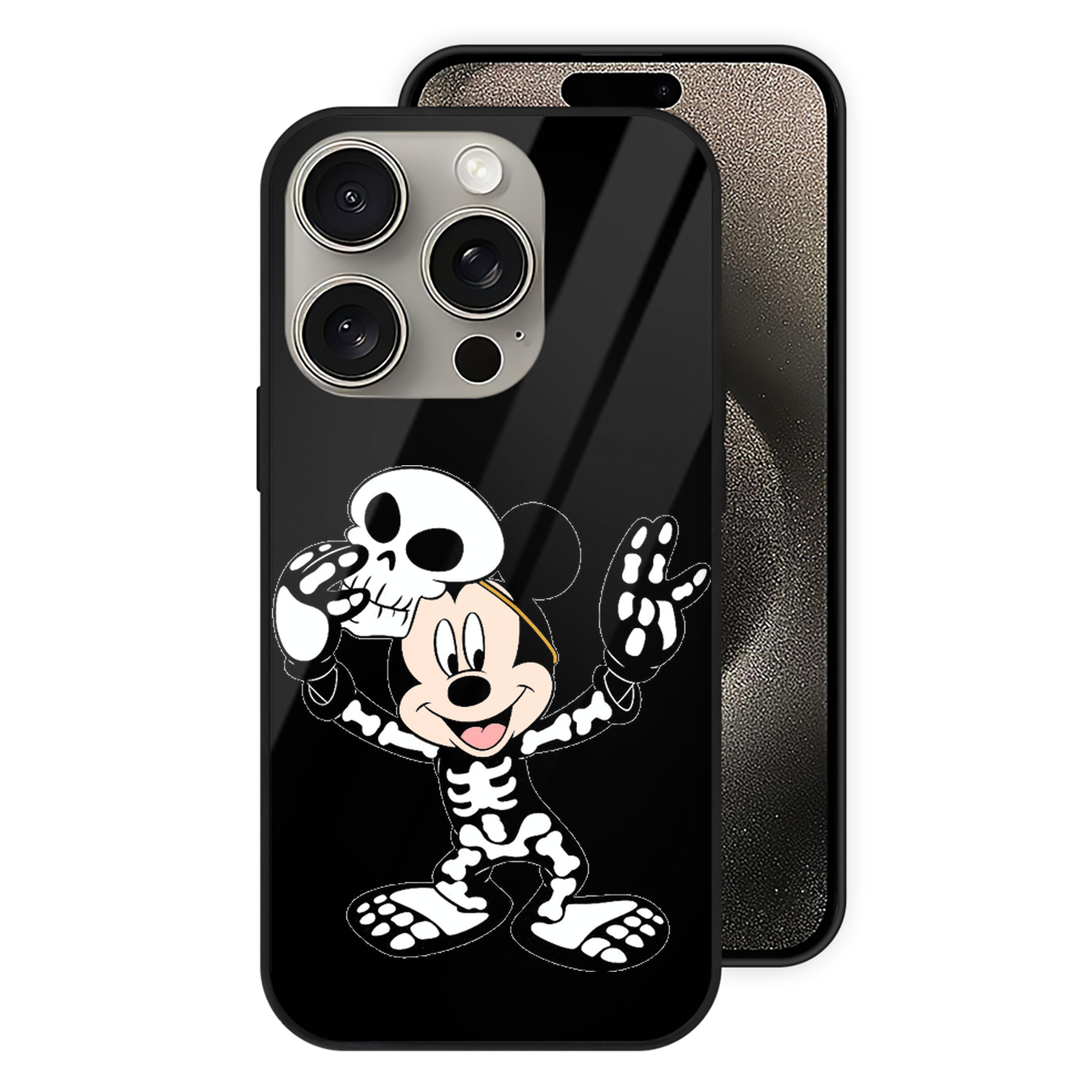 （画像用） ミッキーマウス Mickey Mouse 【iPhone15Pro対応】スマホケース 耐衝撃＆黄変防止 背面ガラス