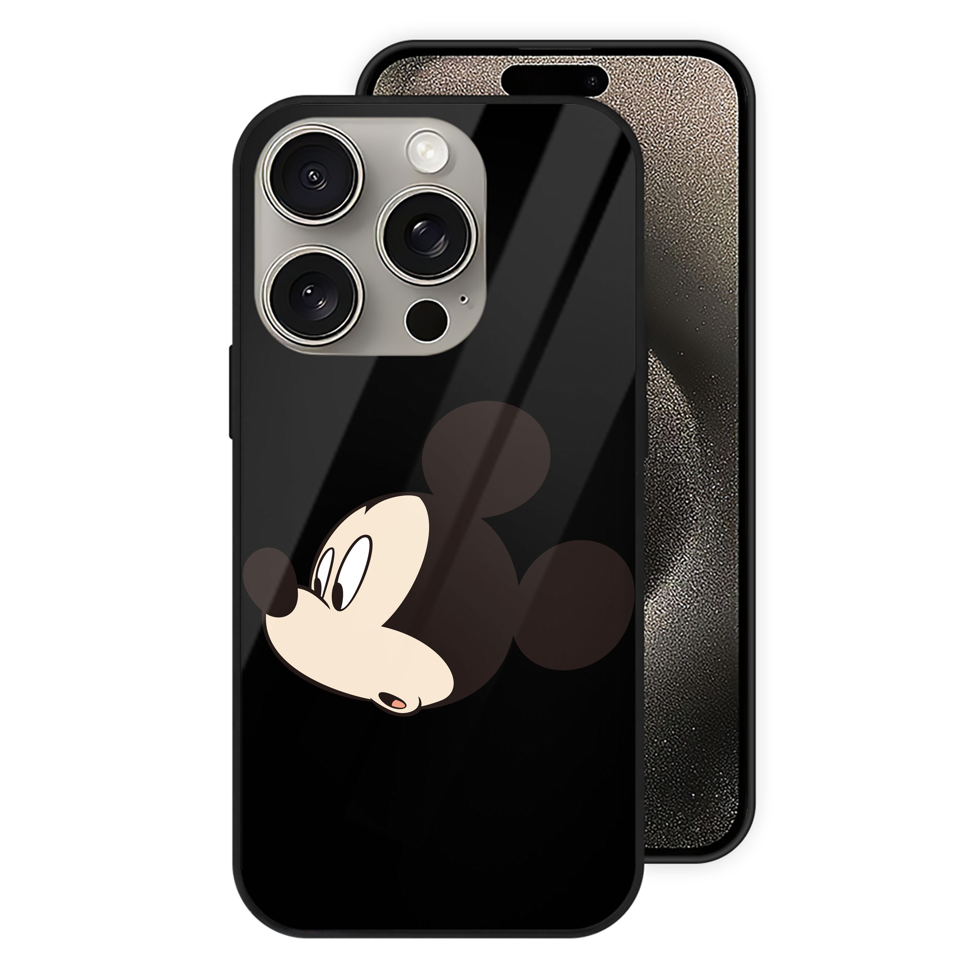 （画像用） ミッキーマウス Mickey Mouse 【iPhone15Pro対応】スマホケース 耐衝撃＆黄変防止 背面ガラス