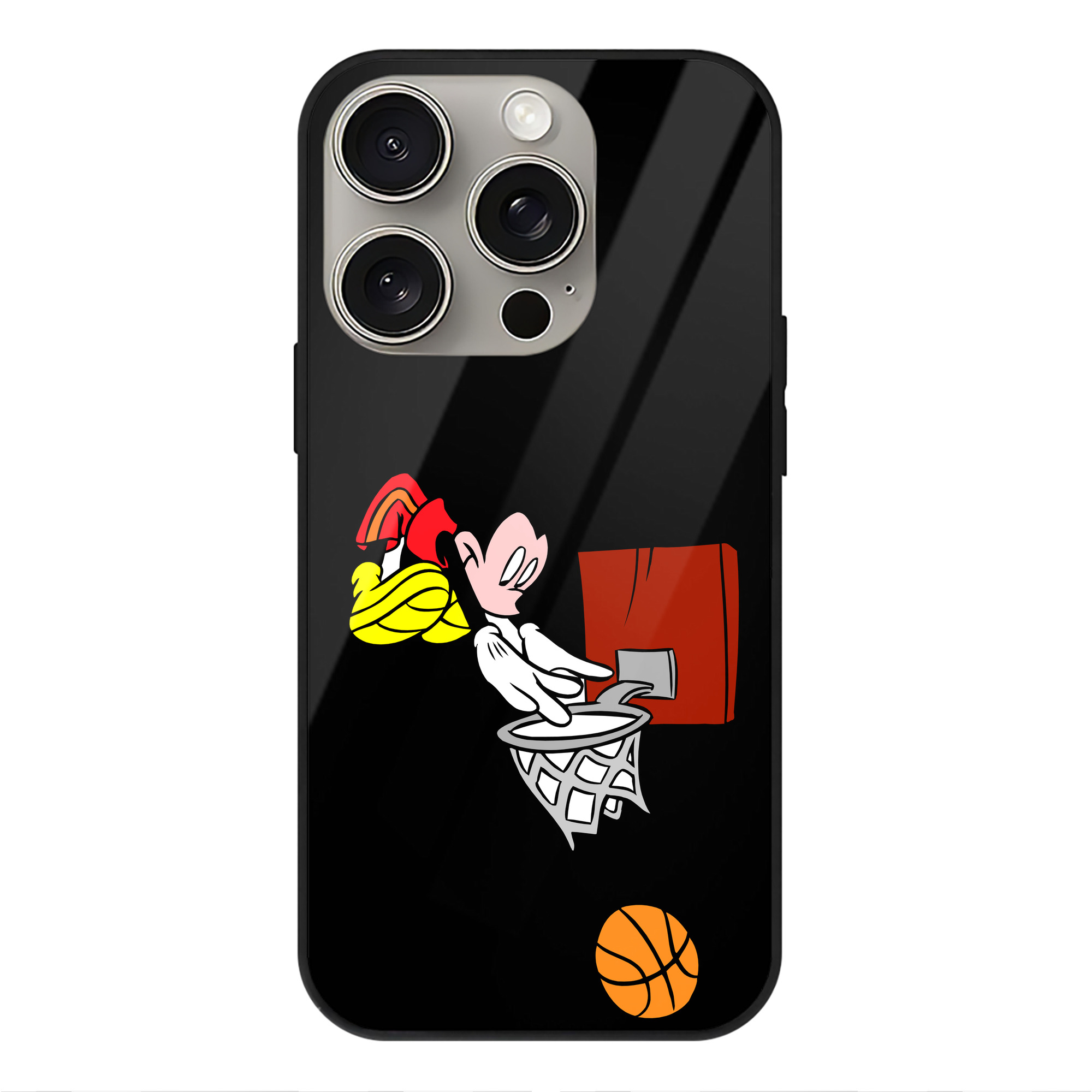（画像用） ミッキーマウス Mickey Mouse 【iPhone15Pro対応】スマホケース 耐衝撃＆黄変防止 背面ガラス