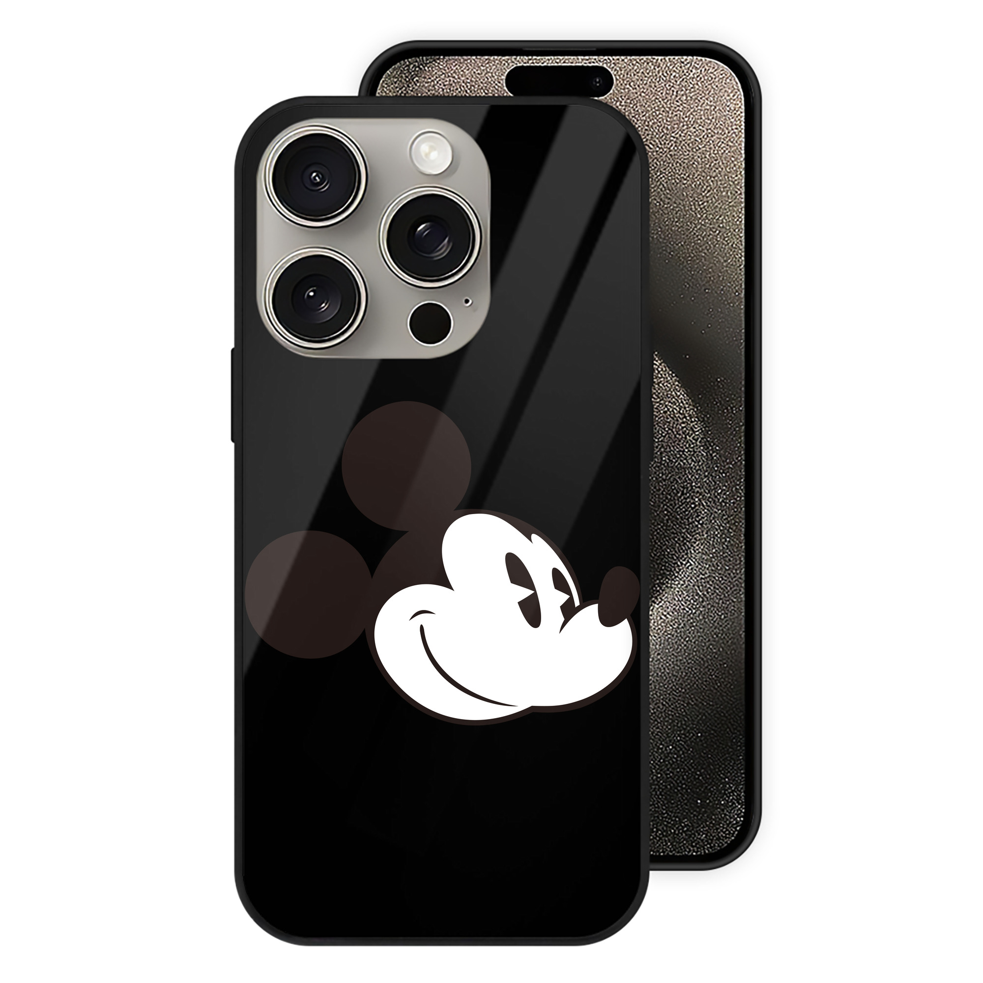 （画像用） ミッキーマウス Mickey Mouse 【iPhone15Pro対応】スマホケース 耐衝撃＆黄変防止 背面ガラス