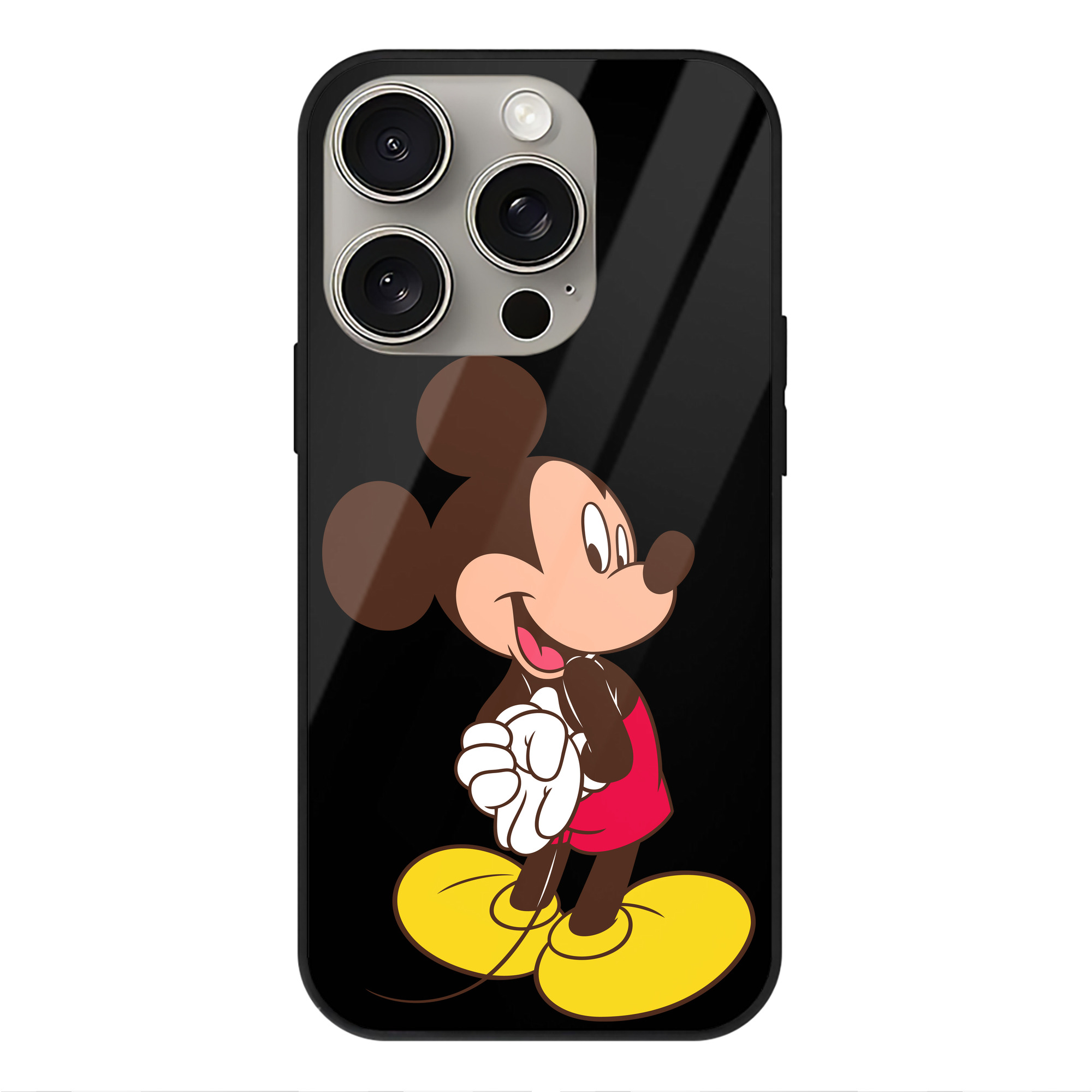 （画像用） ミッキーマウス Mickey Mouse 【iPhone15Pro対応】スマホケース 耐衝撃＆黄変防止 背面ガラス