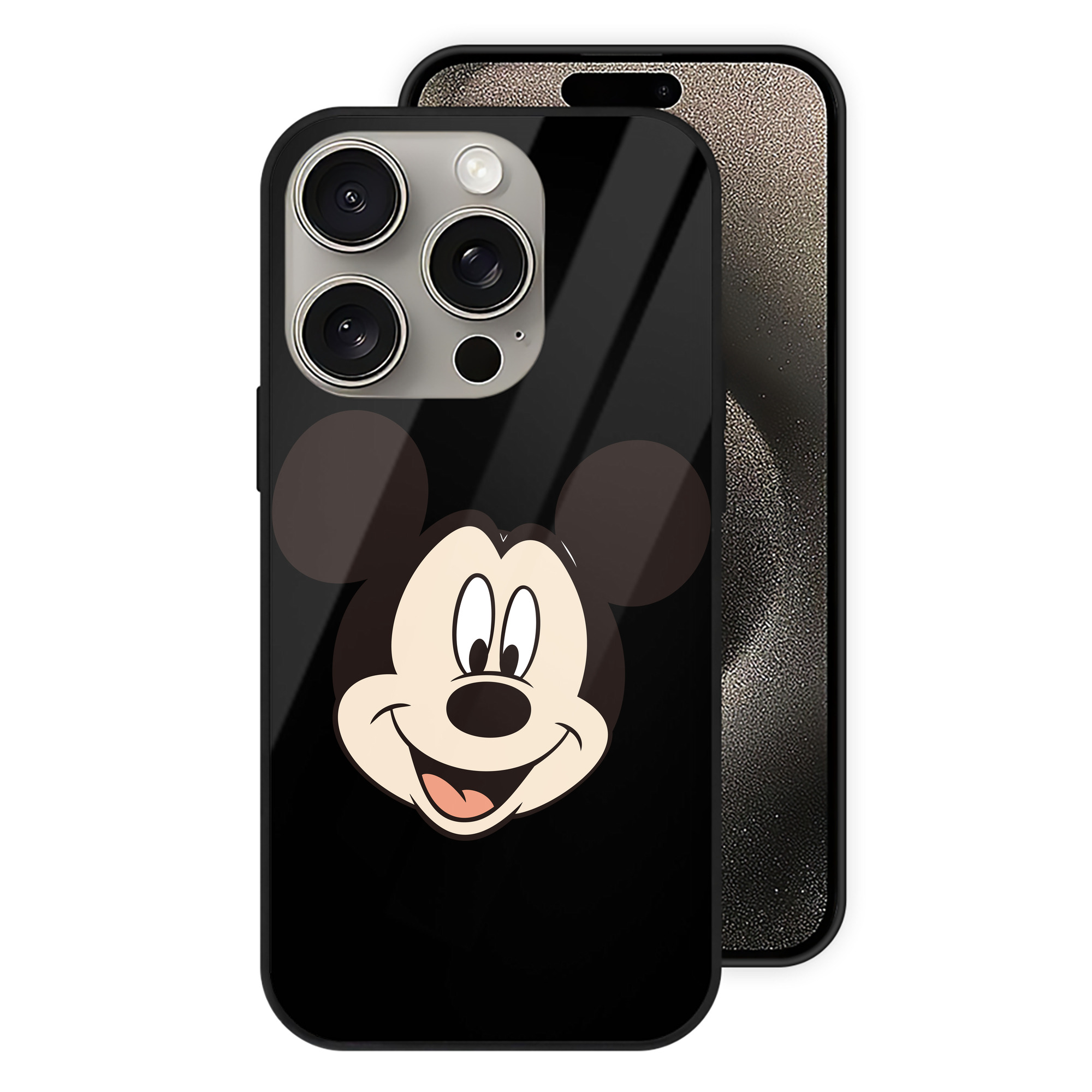 （画像用） ミッキーマウス Mickey Mouse 【iPhone15Pro対応】スマホケース 耐衝撃＆黄変防止 背面ガラス