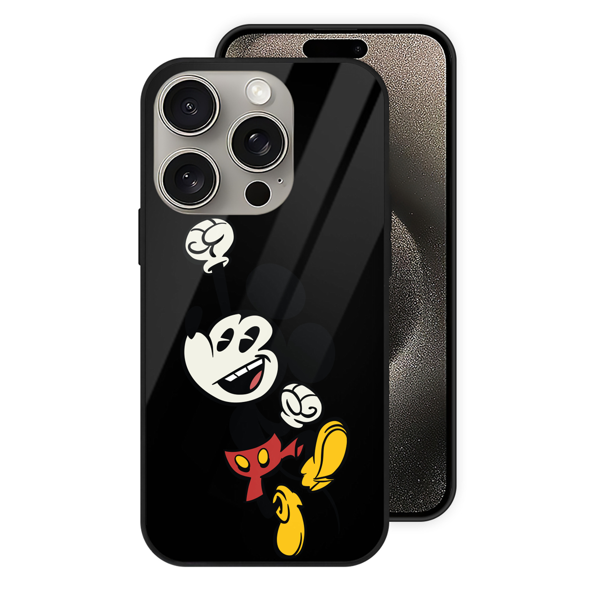 （画像用） ミッキーマウス Mickey Mouse 【iPhone15Pro対応】スマホケース 耐衝撃＆黄変防止 背面ガラス