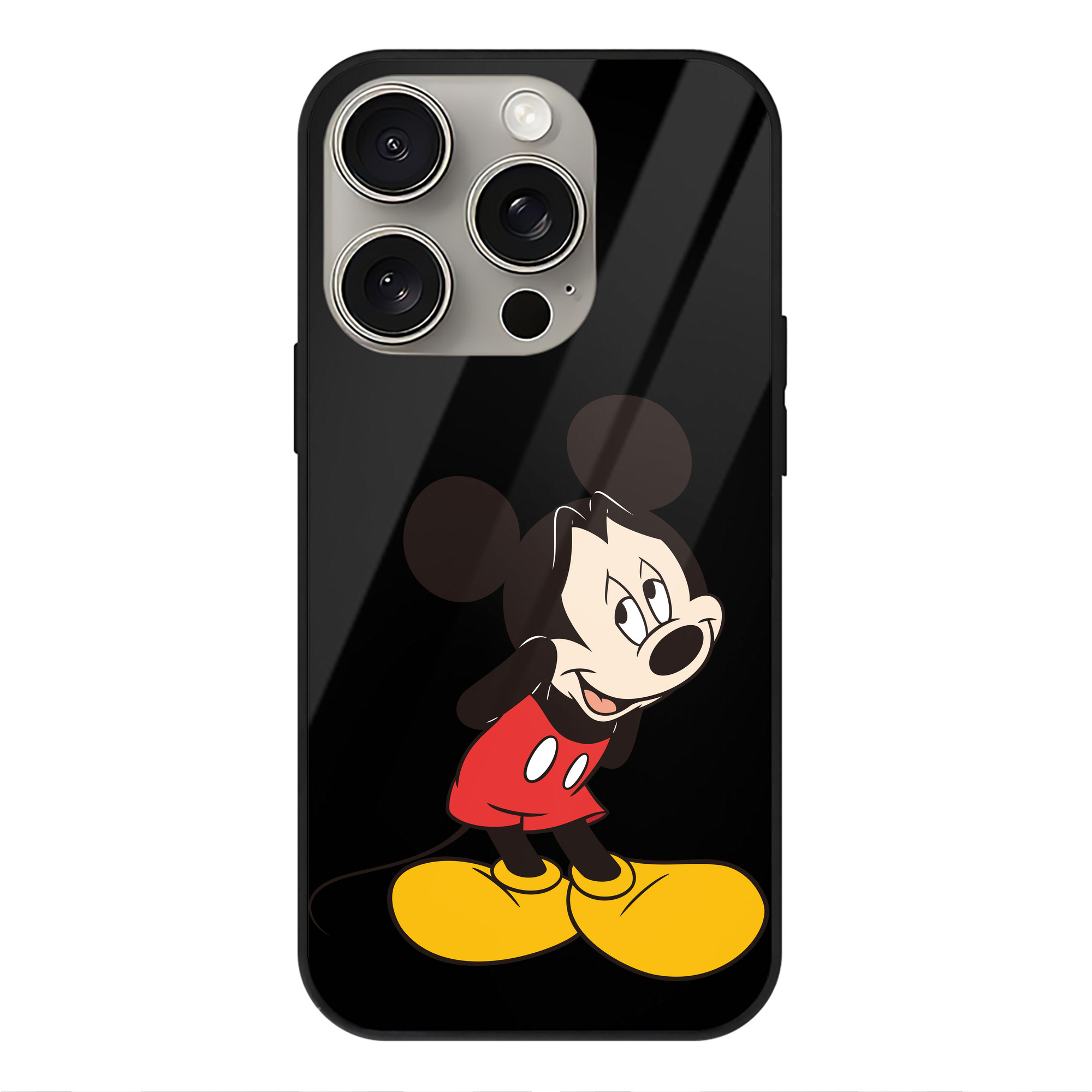（画像用） ミッキーマウス Mickey Mouse 【iPhone15Pro対応】スマホケース 耐衝撃＆黄変防止 背面ガラス