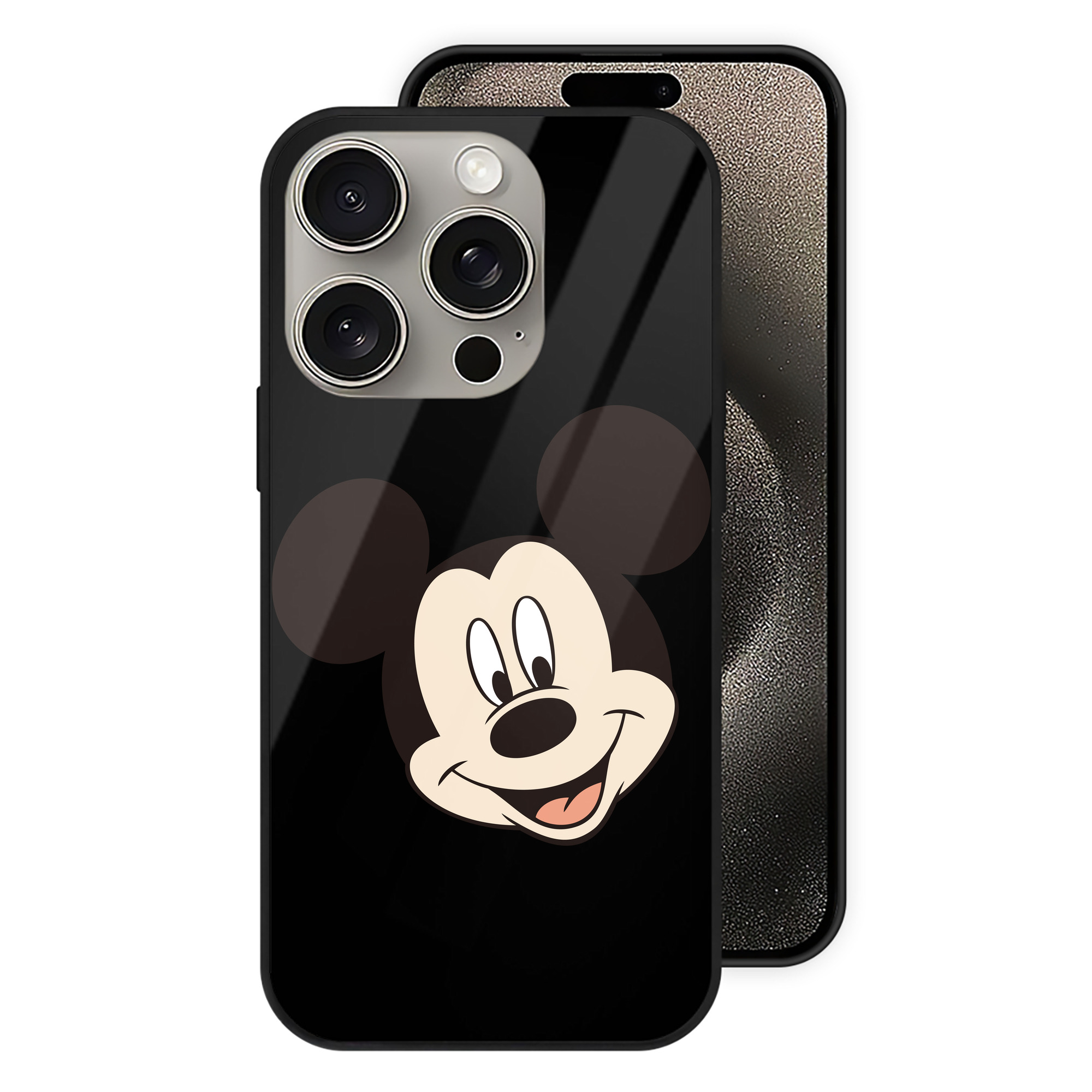 （画像用） ミッキーマウス Mickey Mouse 【iPhone15Pro対応】スマホケース 耐衝撃＆黄変防止 背面ガラス
