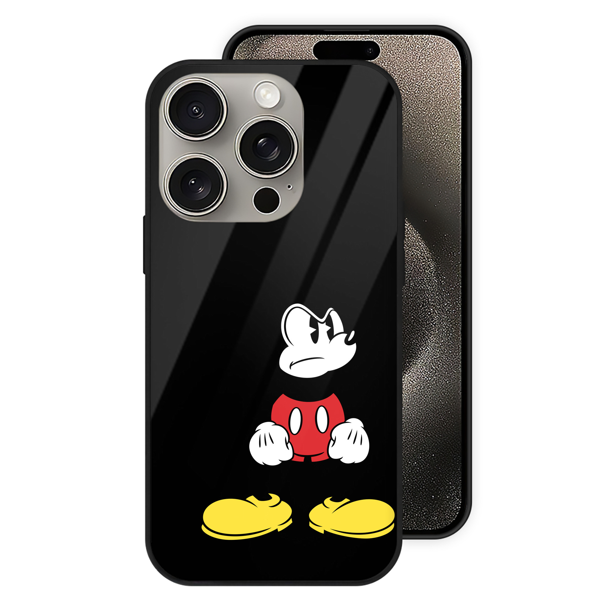 （画像用） ミッキーマウス Mickey Mouse 【iPhone15Pro対応】スマホケース 耐衝撃＆黄変防止 背面ガラス