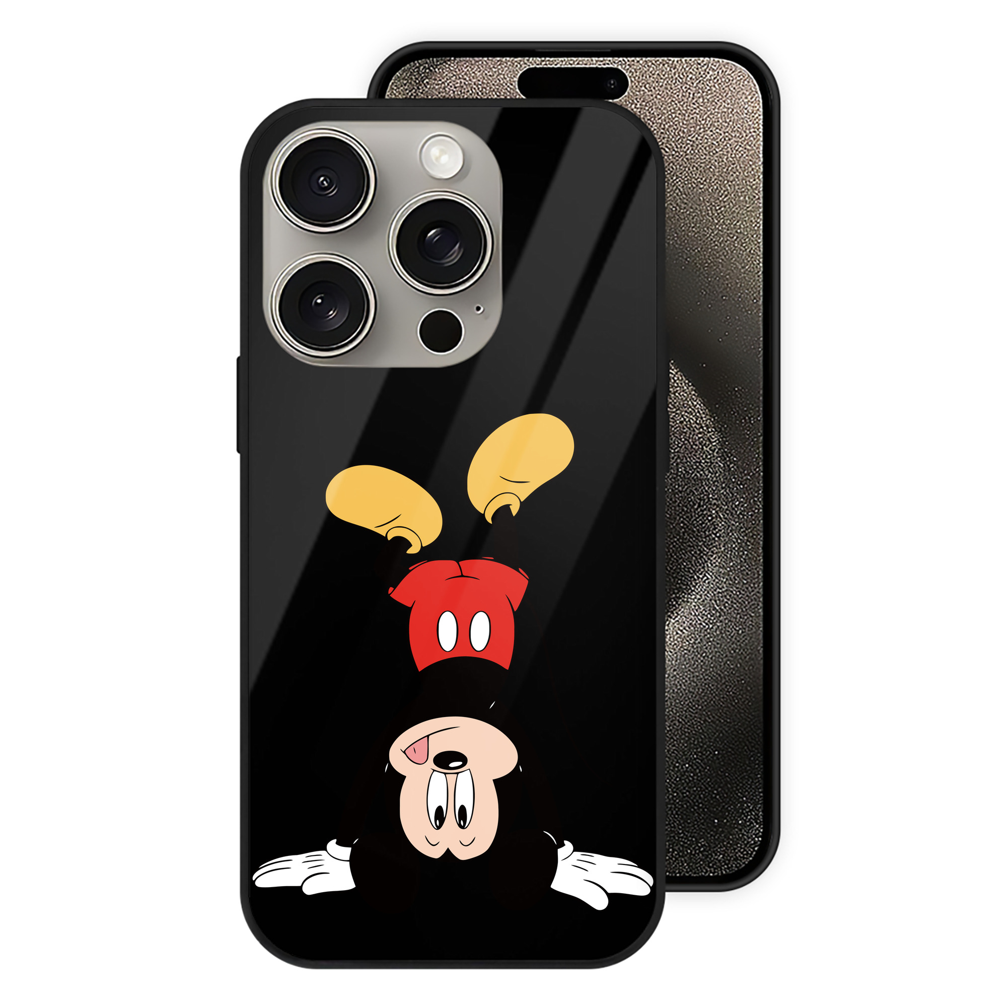 （画像用） ミッキーマウス Mickey Mouse 【iPhone15Pro対応】スマホケース 耐衝撃＆黄変防止 背面ガラス