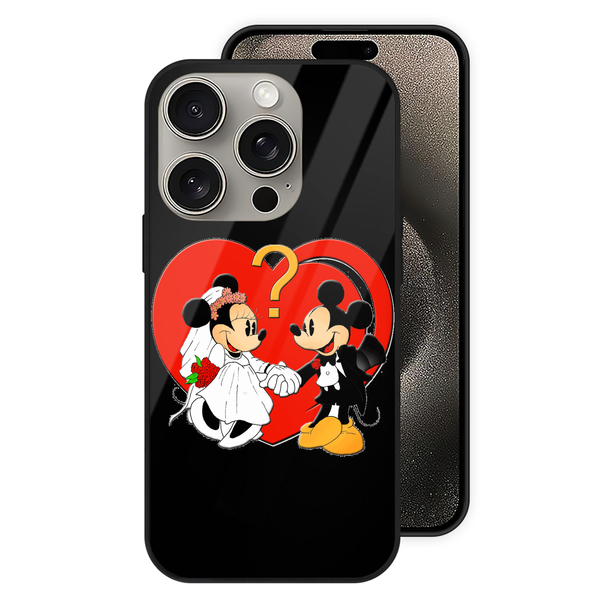 （画像用） ミッキーマウス Mickey Mouse 【iPhone15Pro対応】スマホケース 耐衝撃＆黄変防止 背面ガラス