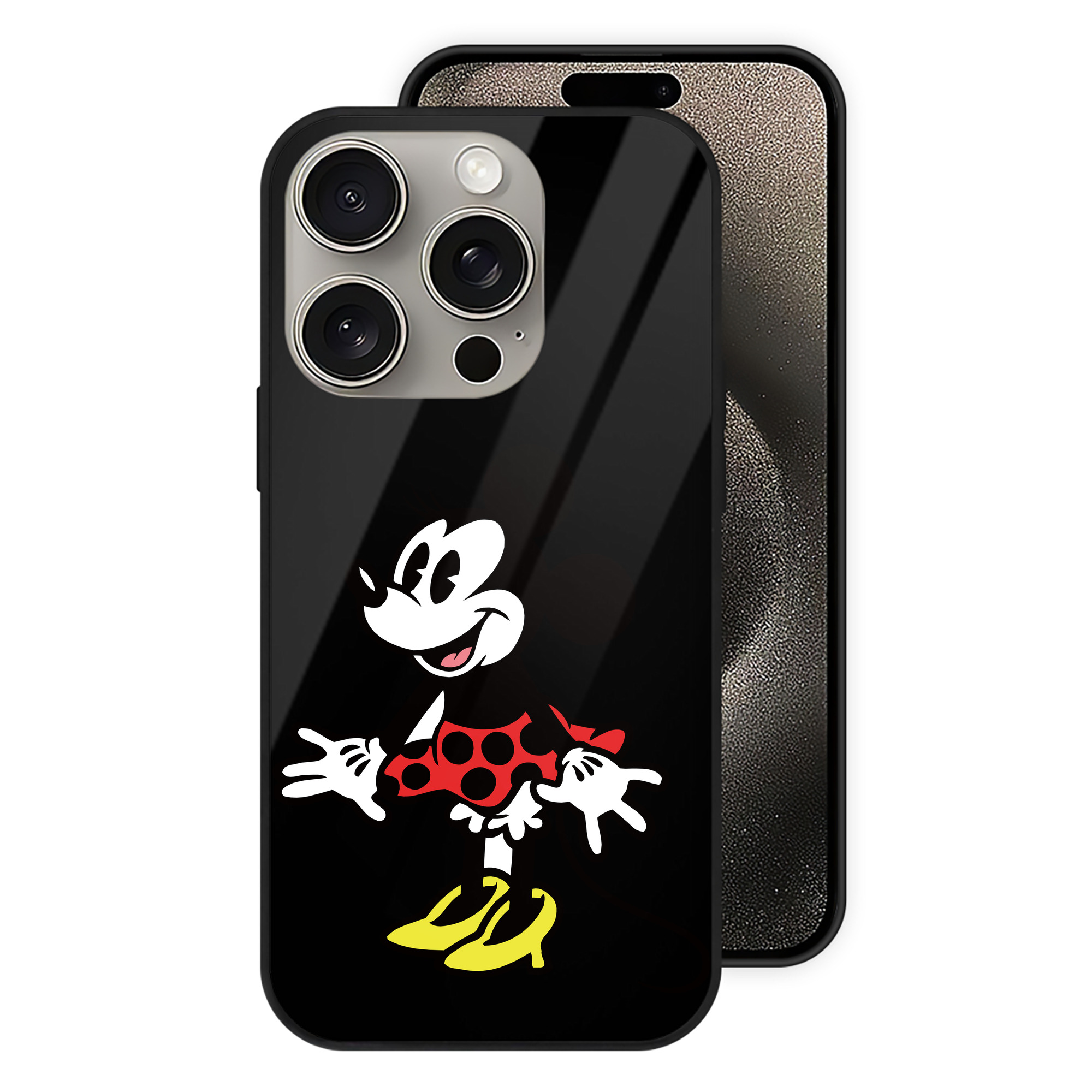 （画像用） ミッキーマウス Mickey Mouse 【iPhone15Pro対応】スマホケース 耐衝撃＆黄変防止 背面ガラス