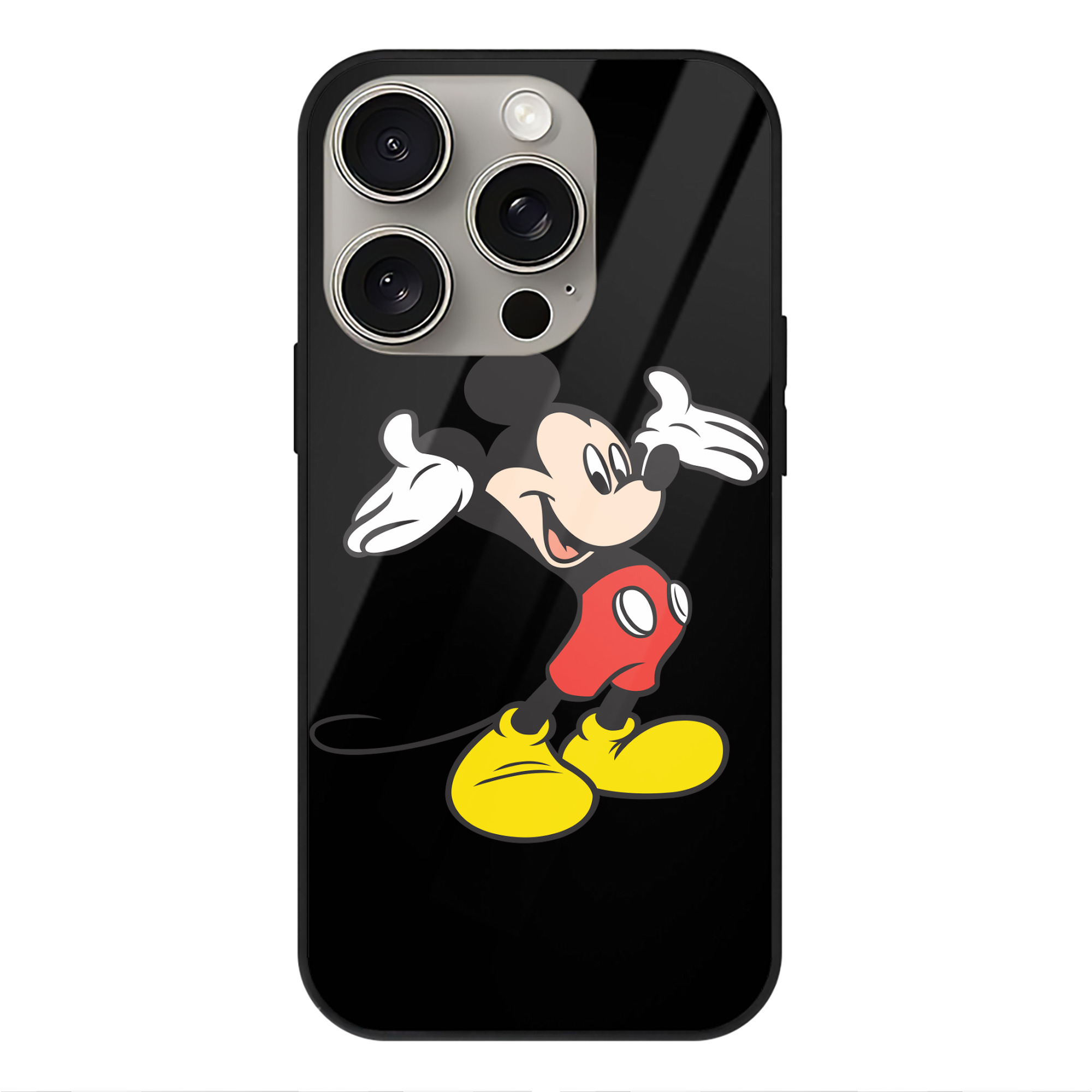 （画像用） ミッキーマウス Mickey Mouse 【iPhone15Pro対応】スマホケース 耐衝撃＆黄変防止 背面ガラス