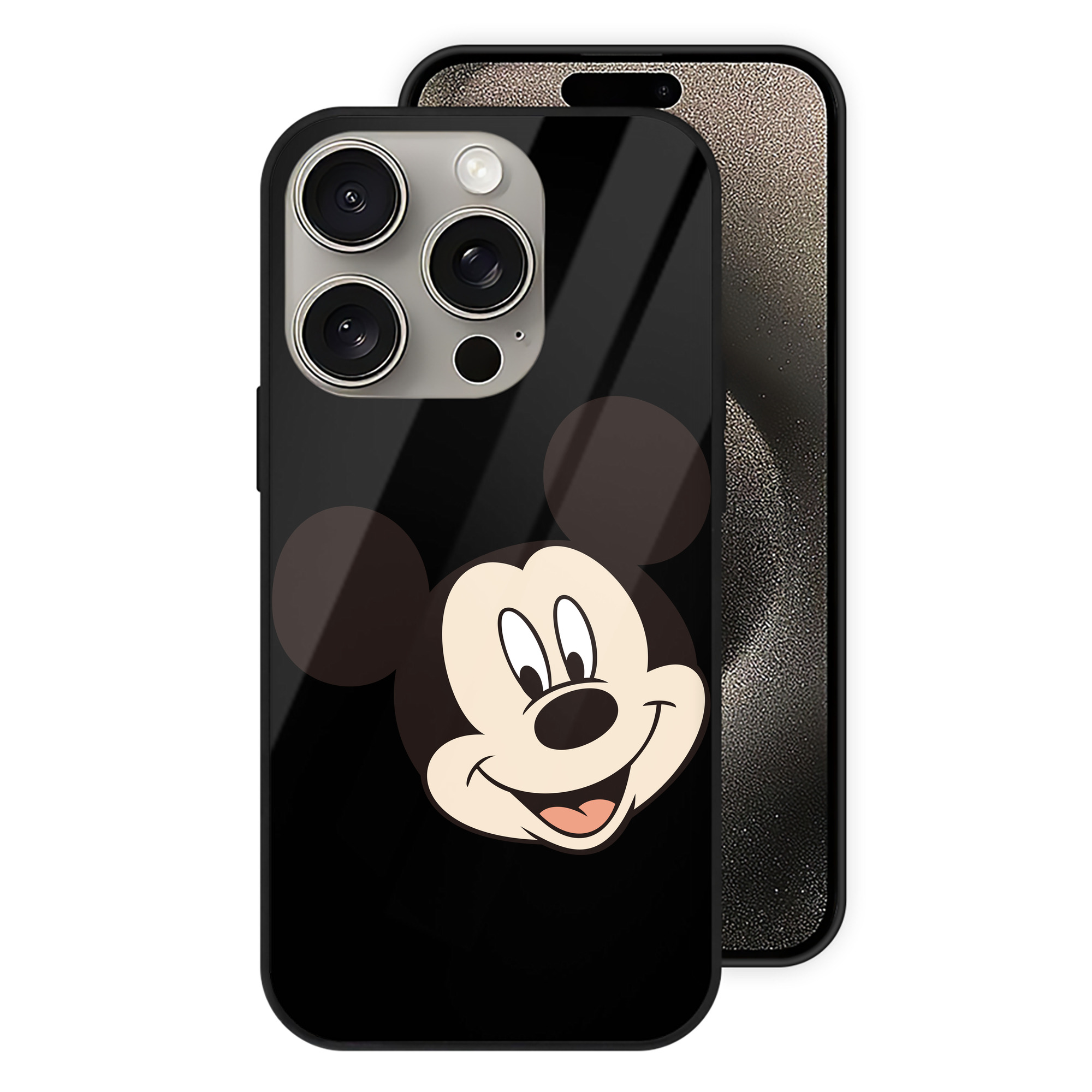 （画像用） ミッキーマウス Mickey Mouse 【iPhone15Pro対応】スマホケース 耐衝撃＆黄変防止 背面ガラス