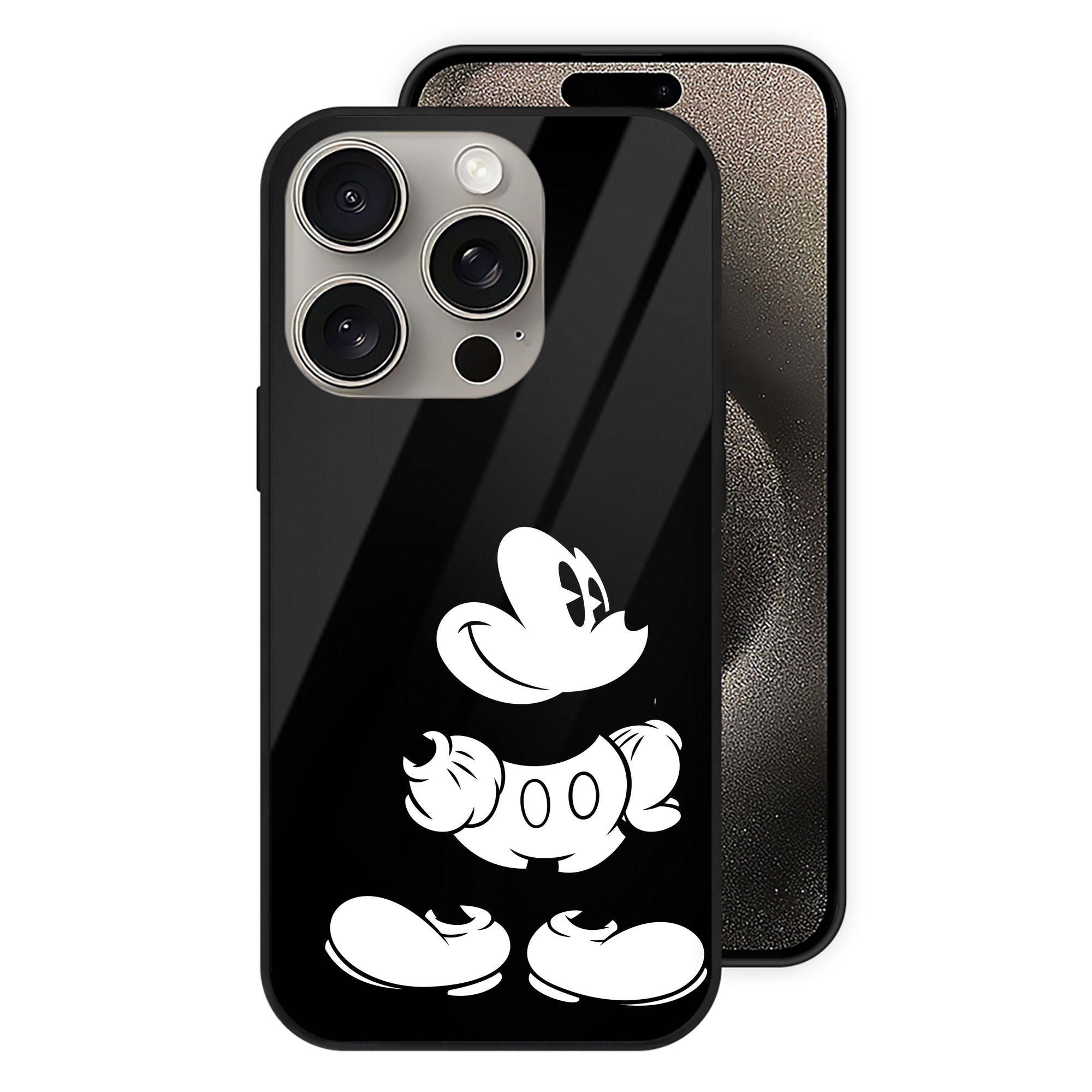 （画像用） ミッキーマウス Mickey Mouse 【iPhone15Pro対応】スマホケース 耐衝撃＆黄変防止 背面ガラス