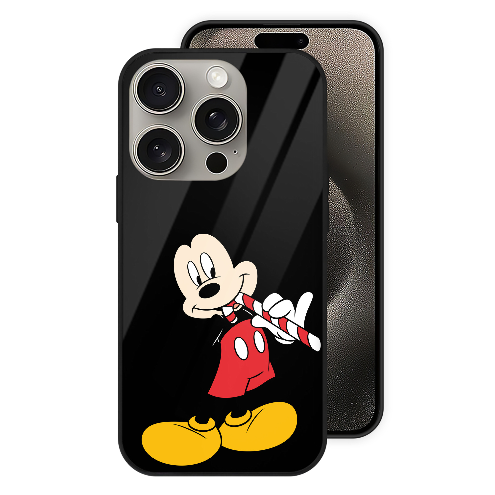（画像用） ミッキーマウス Mickey Mouse 【iPhone15Pro対応】スマホケース 耐衝撃＆黄変防止 背面ガラス