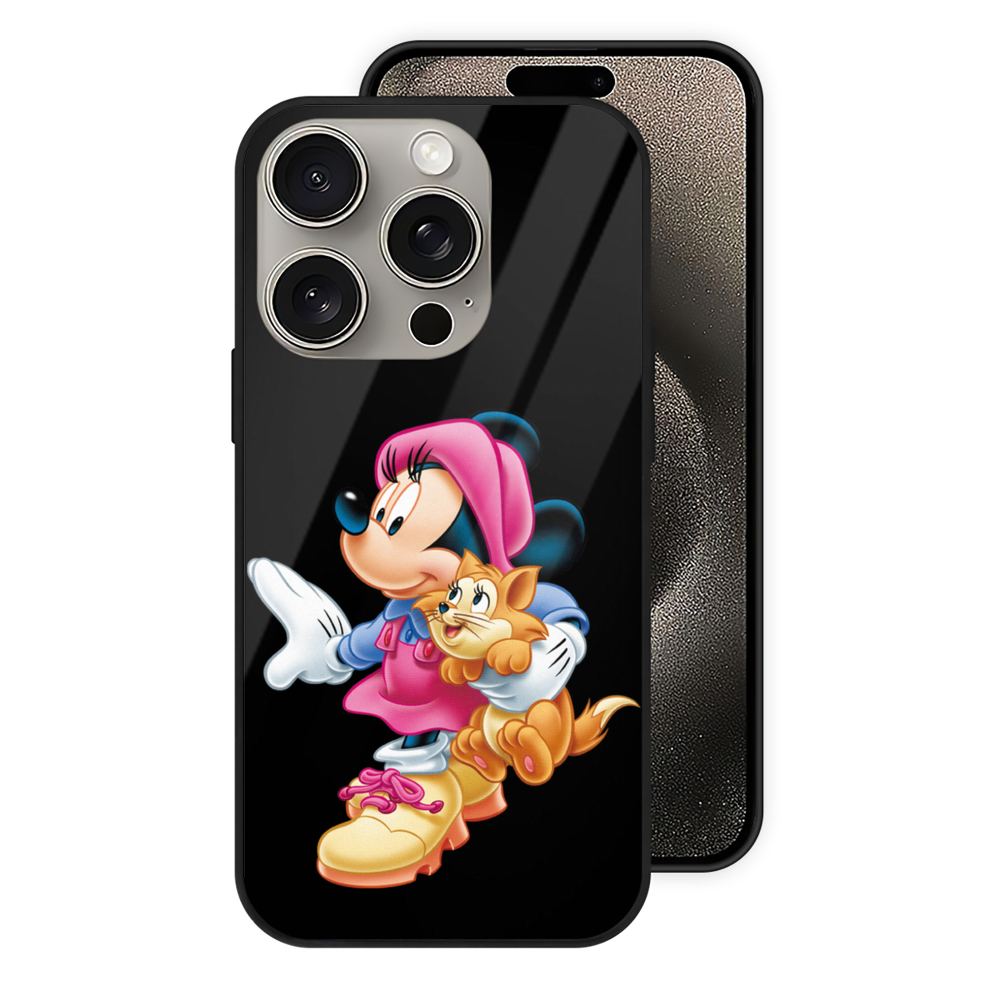 （画像用） ミッキーマウス Mickey Mouse 【iPhone15Pro対応】スマホケース 耐衝撃＆黄変防止 背面ガラス