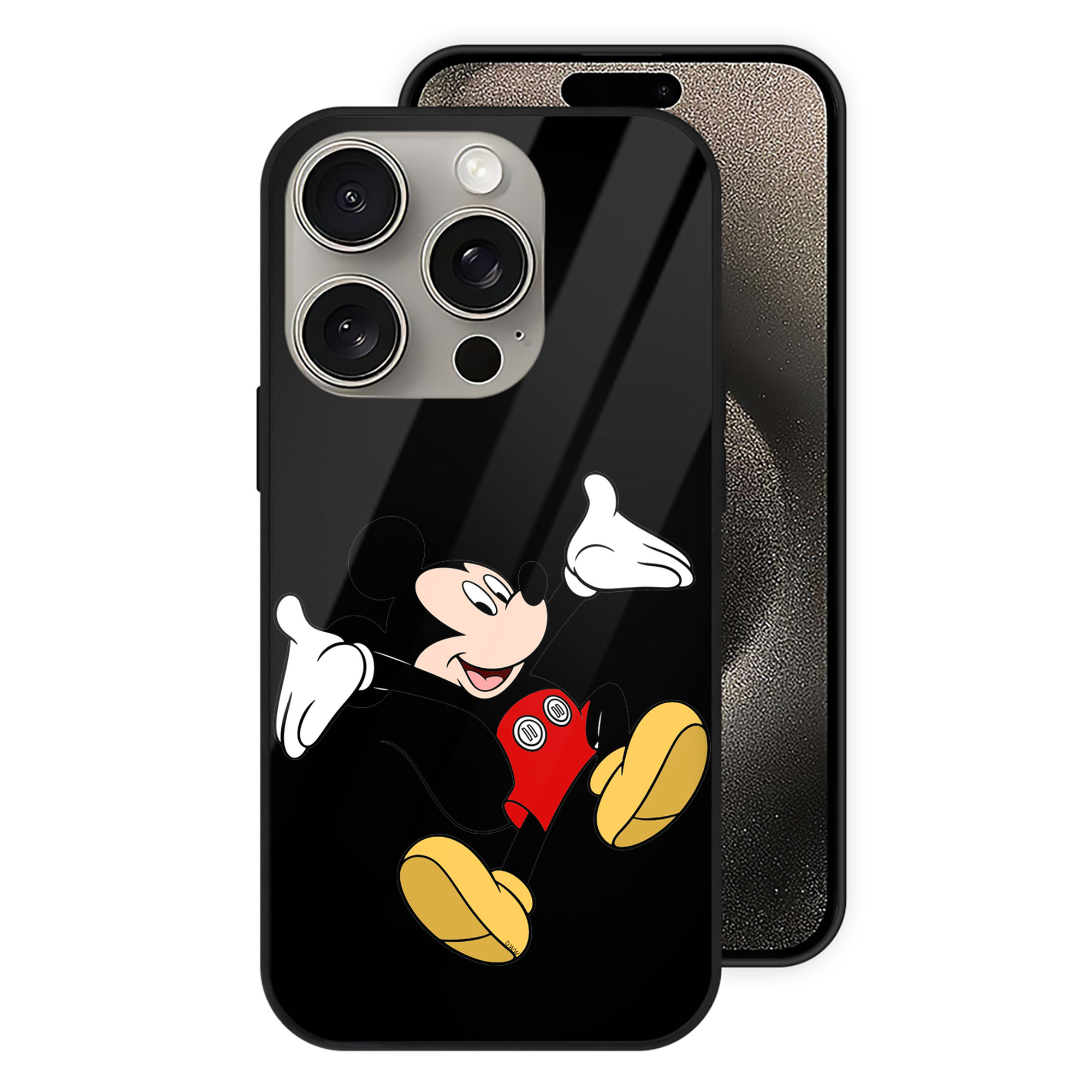 （画像用） ミッキーマウス Mickey Mouse 【iPhone15Pro対応】スマホケース 耐衝撃＆黄変防止 背面ガラス