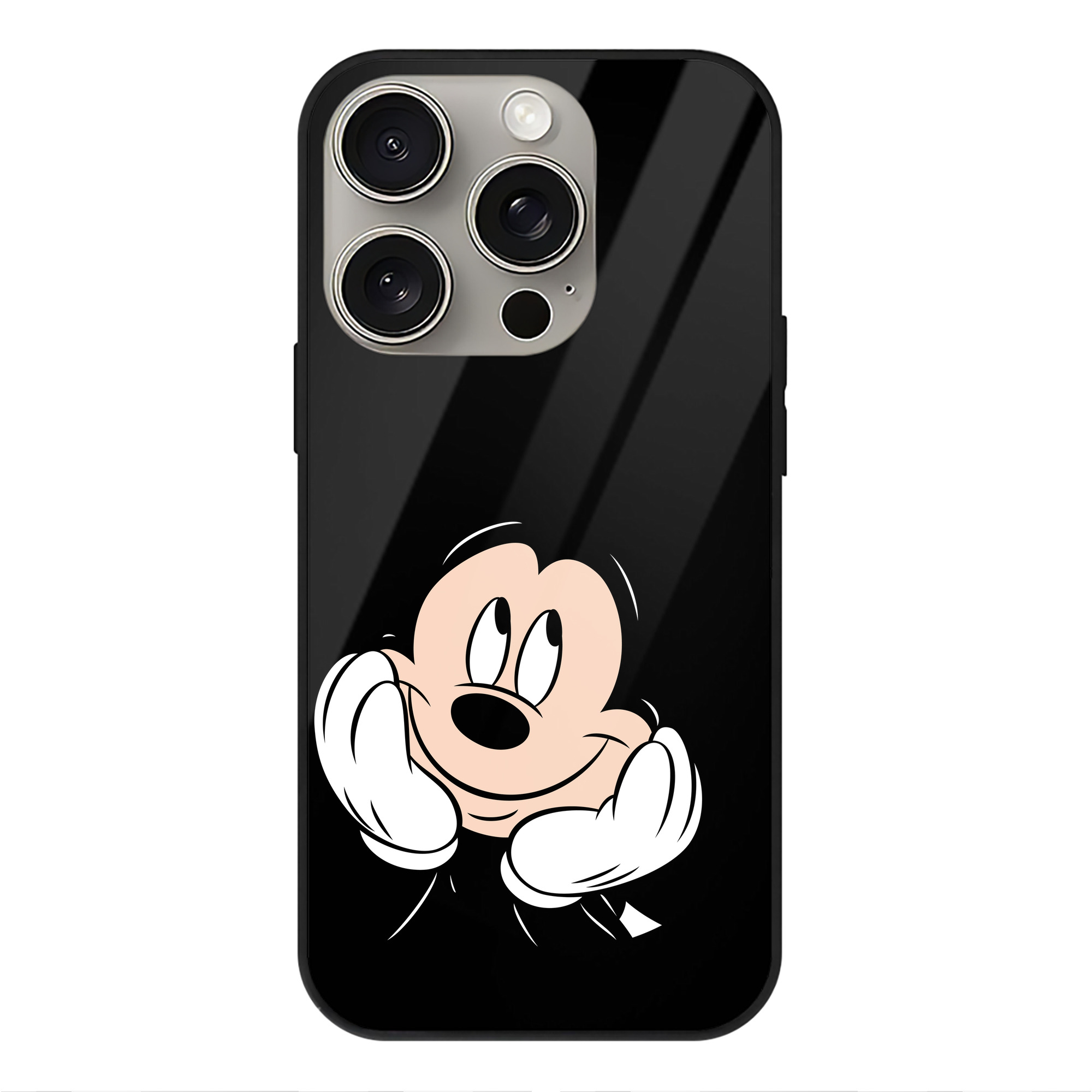 （画像用） ミッキーマウス Mickey Mouse 【iPhone15Pro対応】スマホケース 耐衝撃＆黄変防止 背面ガラス