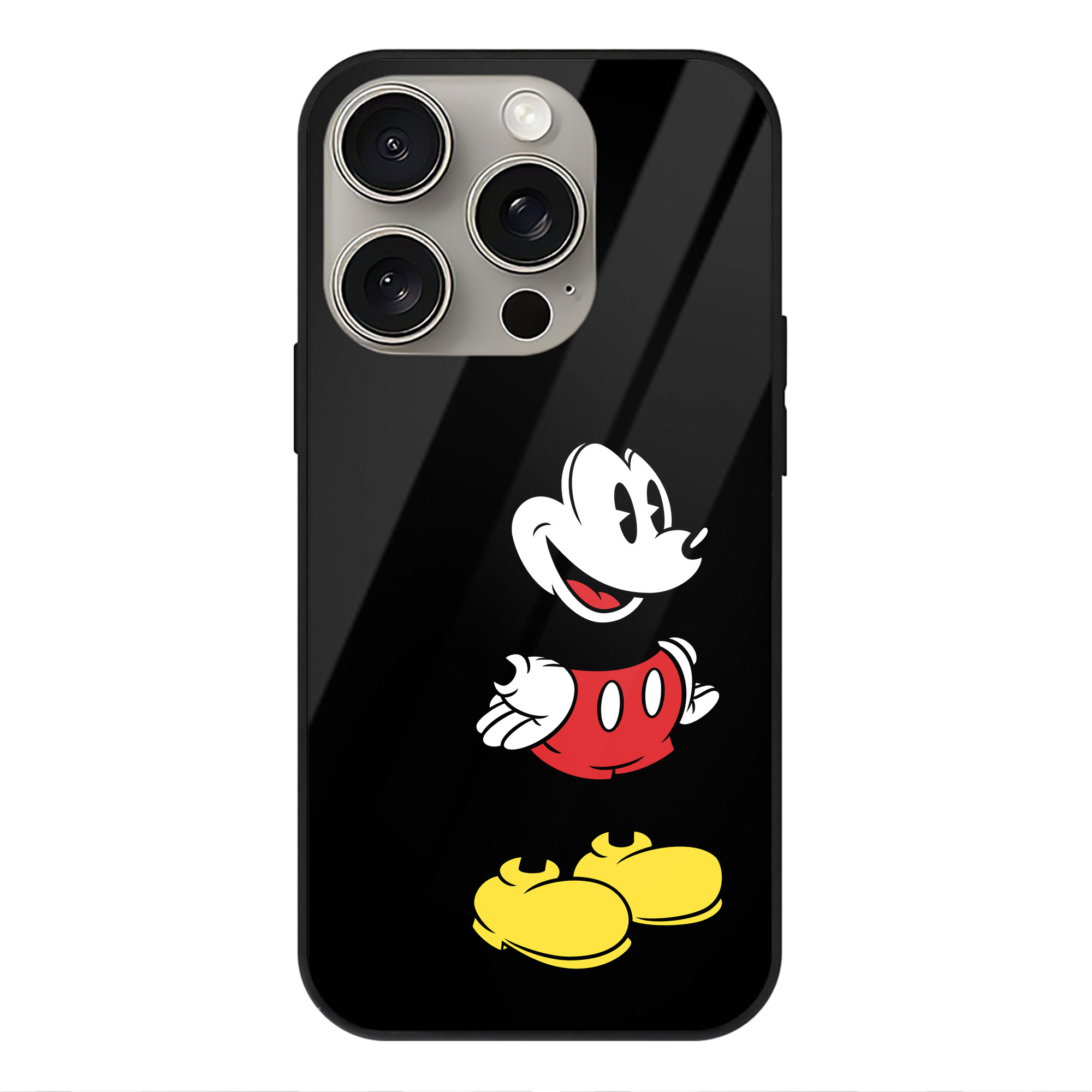 （画像用） ミッキーマウス Mickey Mouse 【iPhone15Pro対応】スマホケース 耐衝撃＆黄変防止 背面ガラス