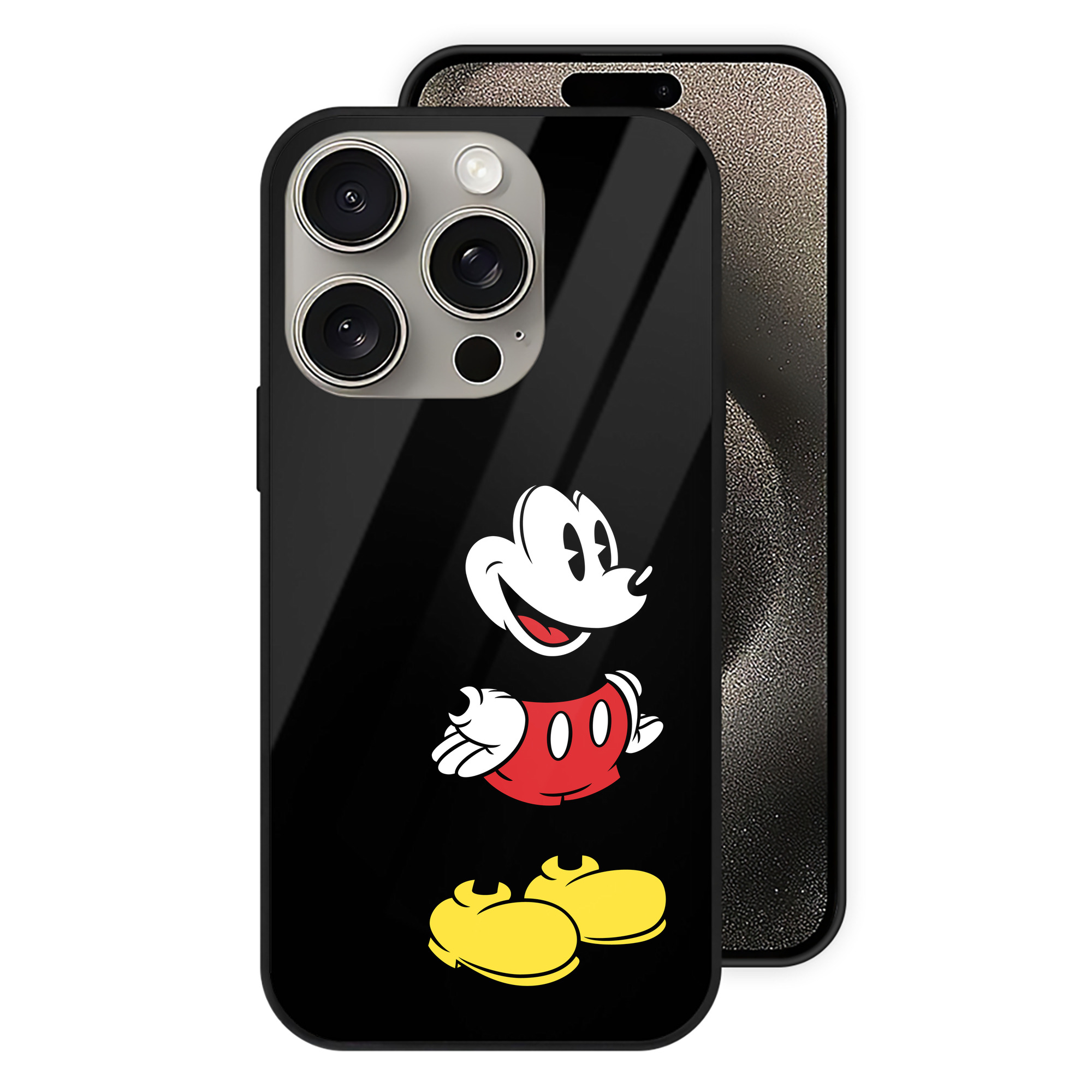 （画像用） ミッキーマウス Mickey Mouse 【iPhone15Pro対応】スマホケース 耐衝撃＆黄変防止 背面ガラス
