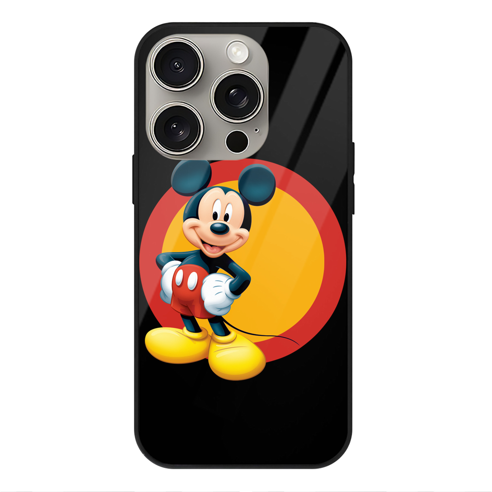 （画像用） ミッキーマウス Mickey Mouse 【iPhone15Pro対応】スマホケース 耐衝撃＆黄変防止 背面ガラス