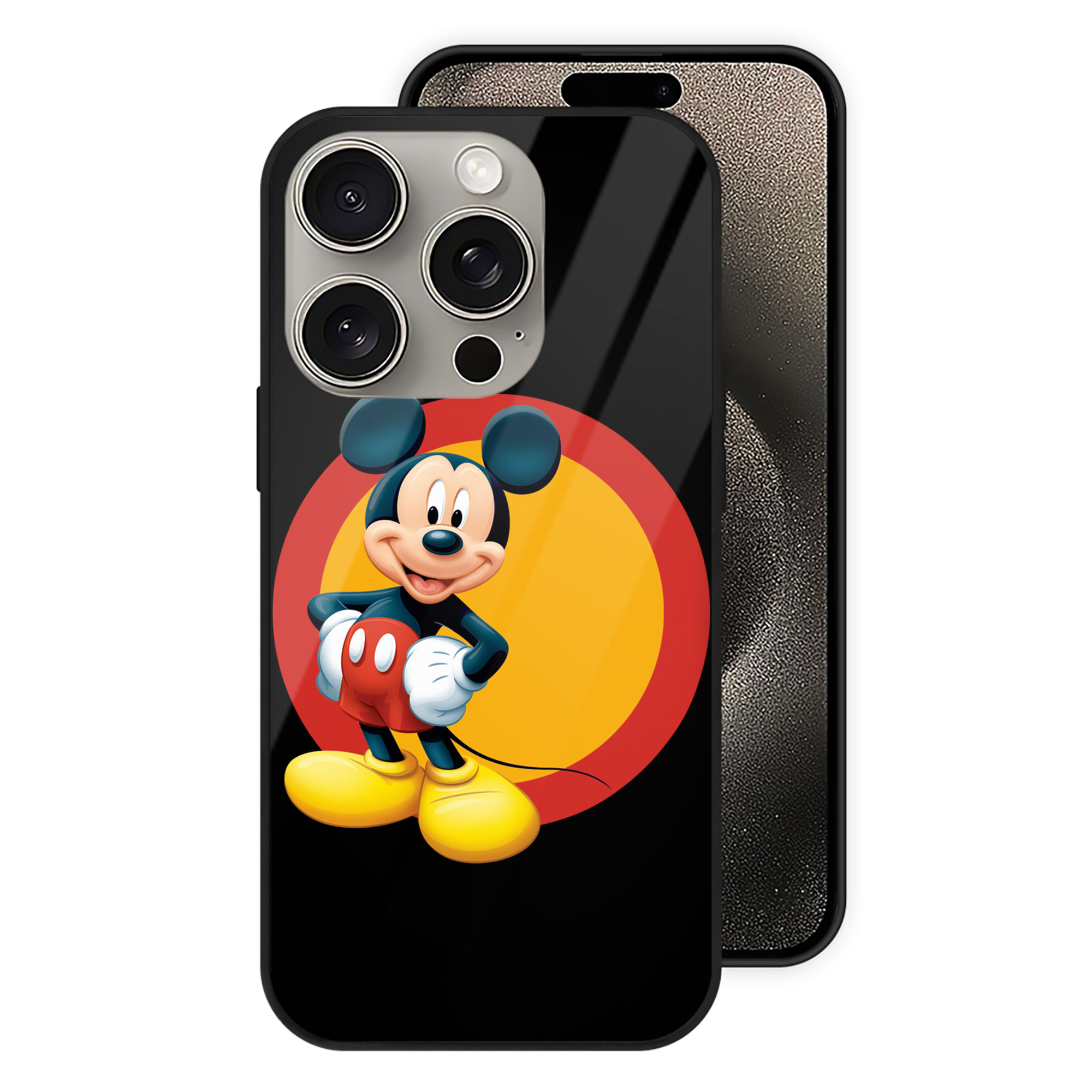 （画像用） ミッキーマウス Mickey Mouse 【iPhone15Pro対応】スマホケース 耐衝撃＆黄変防止 背面ガラス