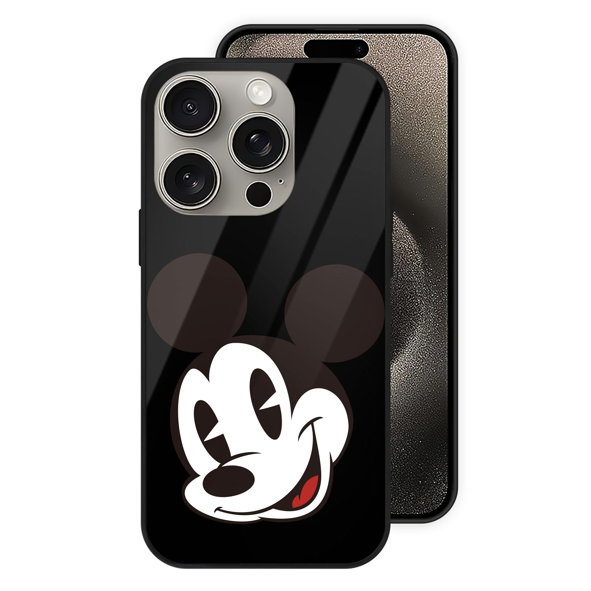 （画像用） ミッキーマウス Mickey Mouse 【iPhone15Pro対応】スマホケース 耐衝撃＆黄変防止 背面ガラス