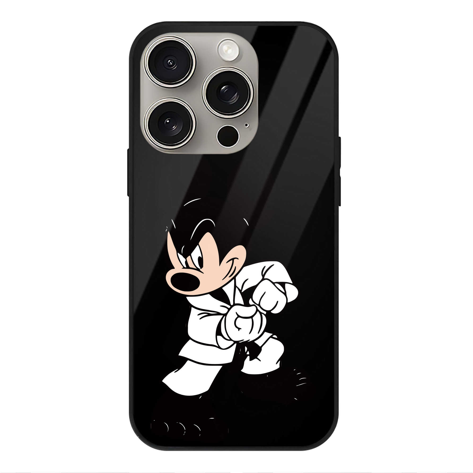 （画像用） ミッキーマウス Mickey Mouse 【iPhone15Pro対応】スマホケース 耐衝撃＆黄変防止 背面ガラス