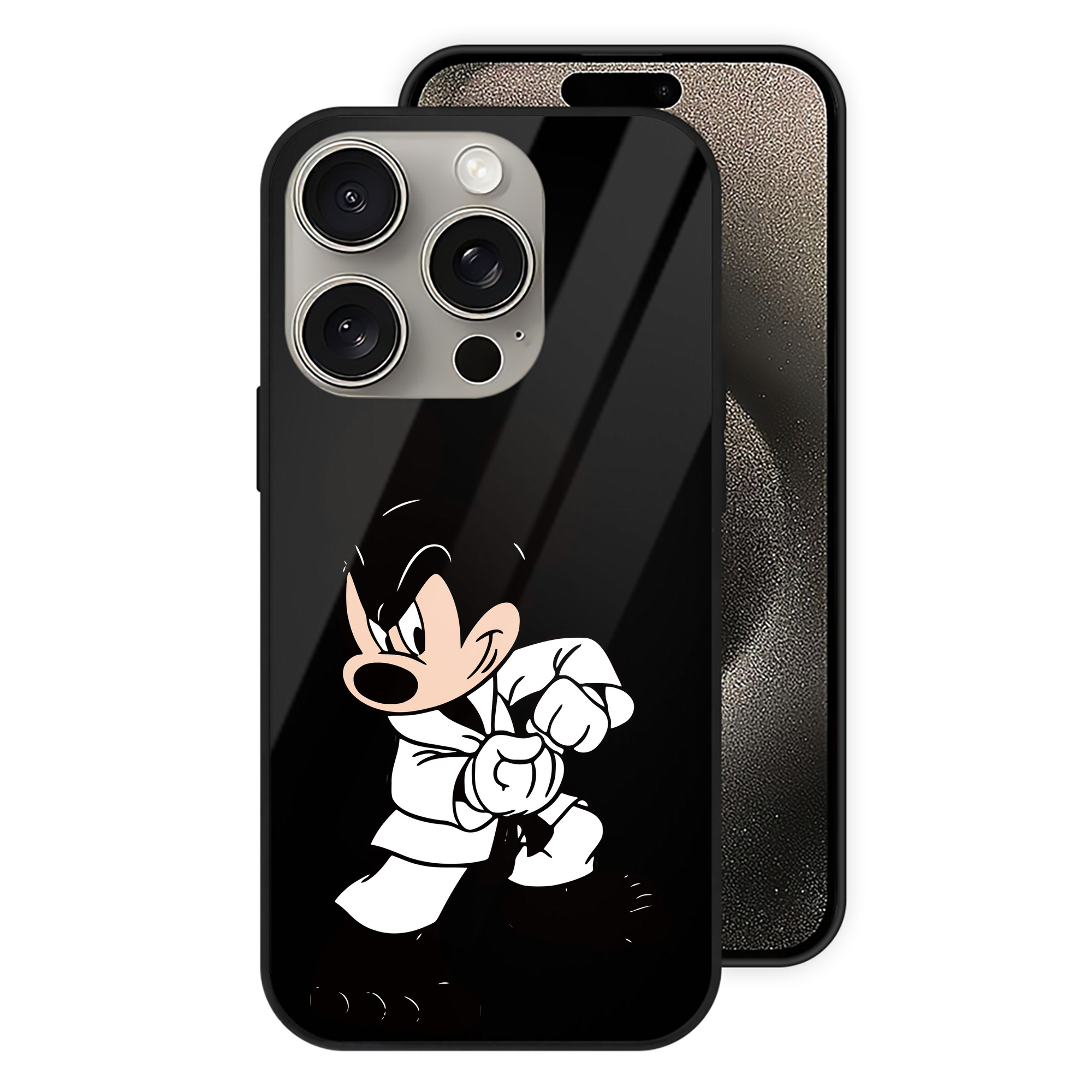 （画像用） ミッキーマウス Mickey Mouse 【iPhone15Pro対応】スマホケース 耐衝撃＆黄変防止 背面ガラス