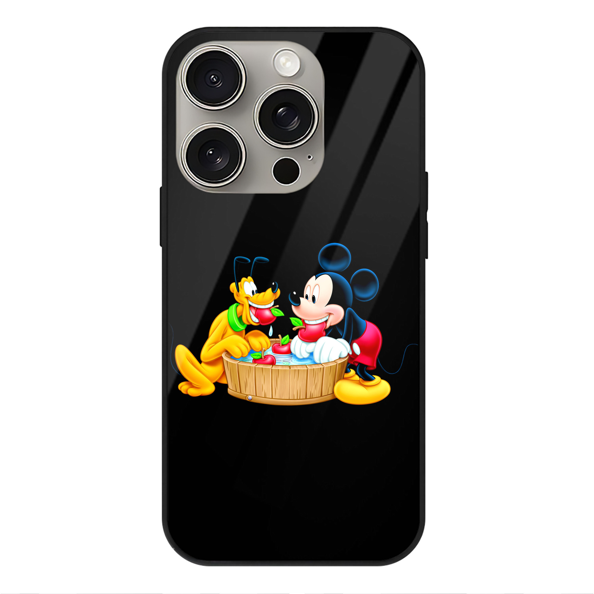 （画像用） ミッキーマウス Mickey Mouse 【iPhone15Pro対応】スマホケース 耐衝撃＆黄変防止 背面ガラス