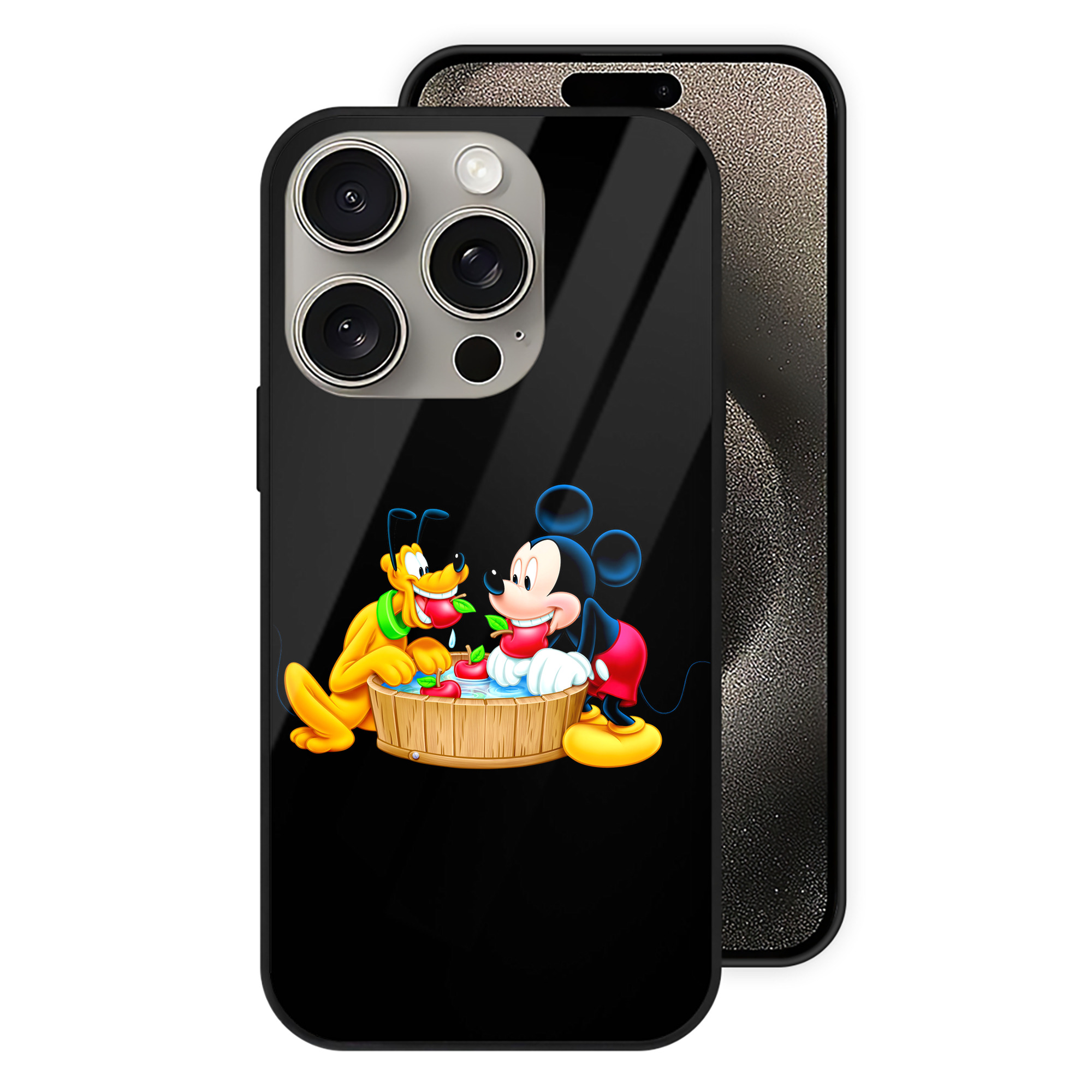 （画像用） ミッキーマウス Mickey Mouse 【iPhone15Pro対応】スマホケース 耐衝撃＆黄変防止 背面ガラス