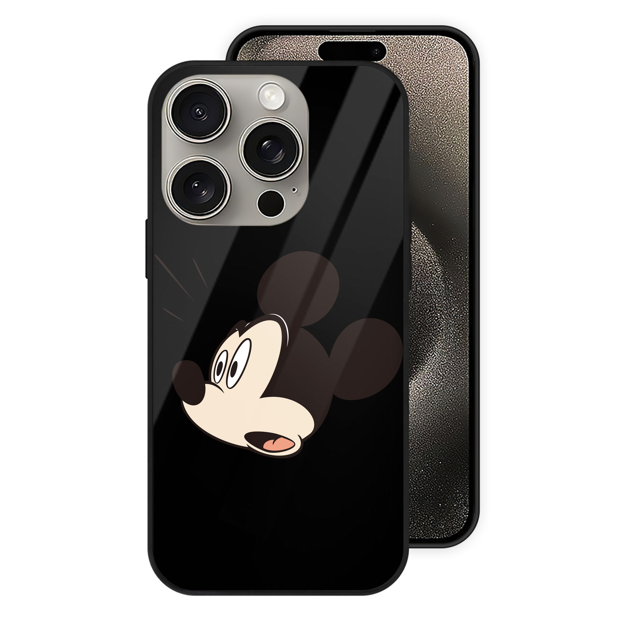 （画像用） ミッキーマウス Mickey Mouse 【iPhone15Pro対応】スマホケース 耐衝撃＆黄変防止 背面ガラス