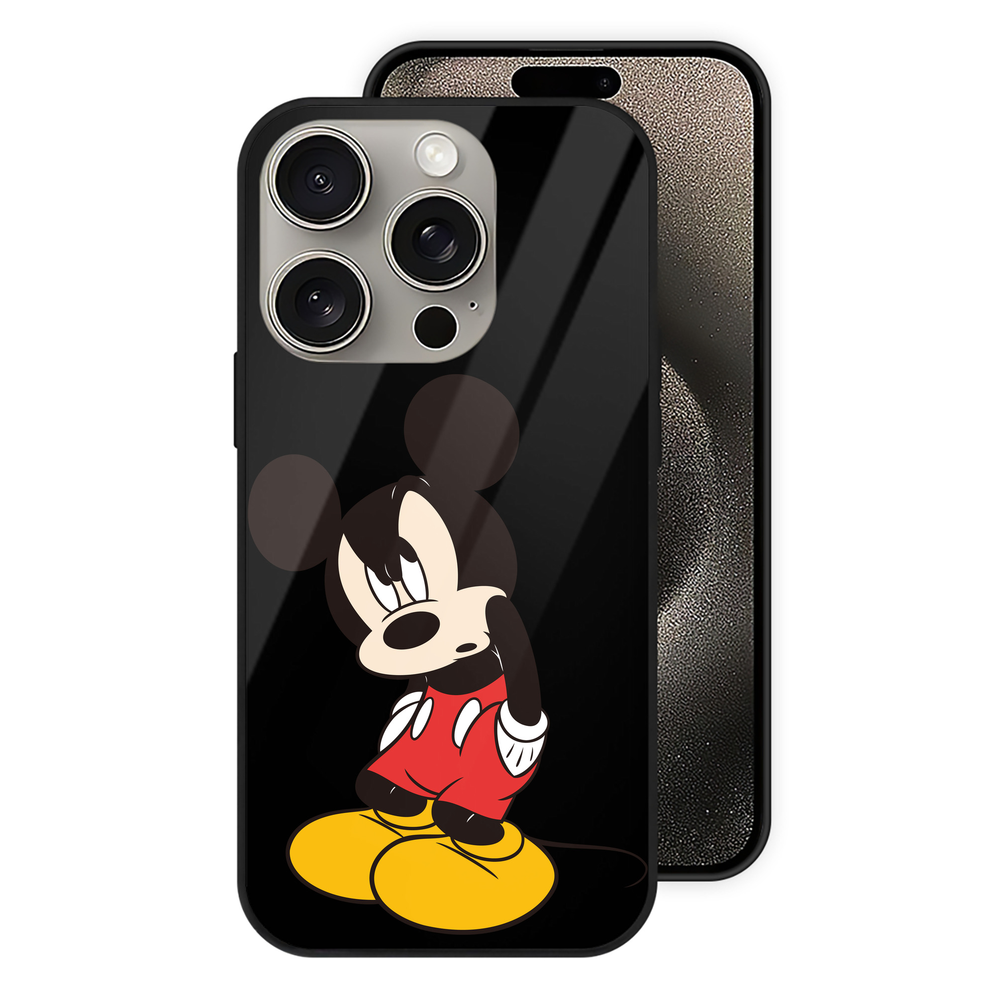 （画像用） ミッキーマウス Mickey Mouse 【iPhone15Pro対応】スマホケース 耐衝撃＆黄変防止 背面ガラス